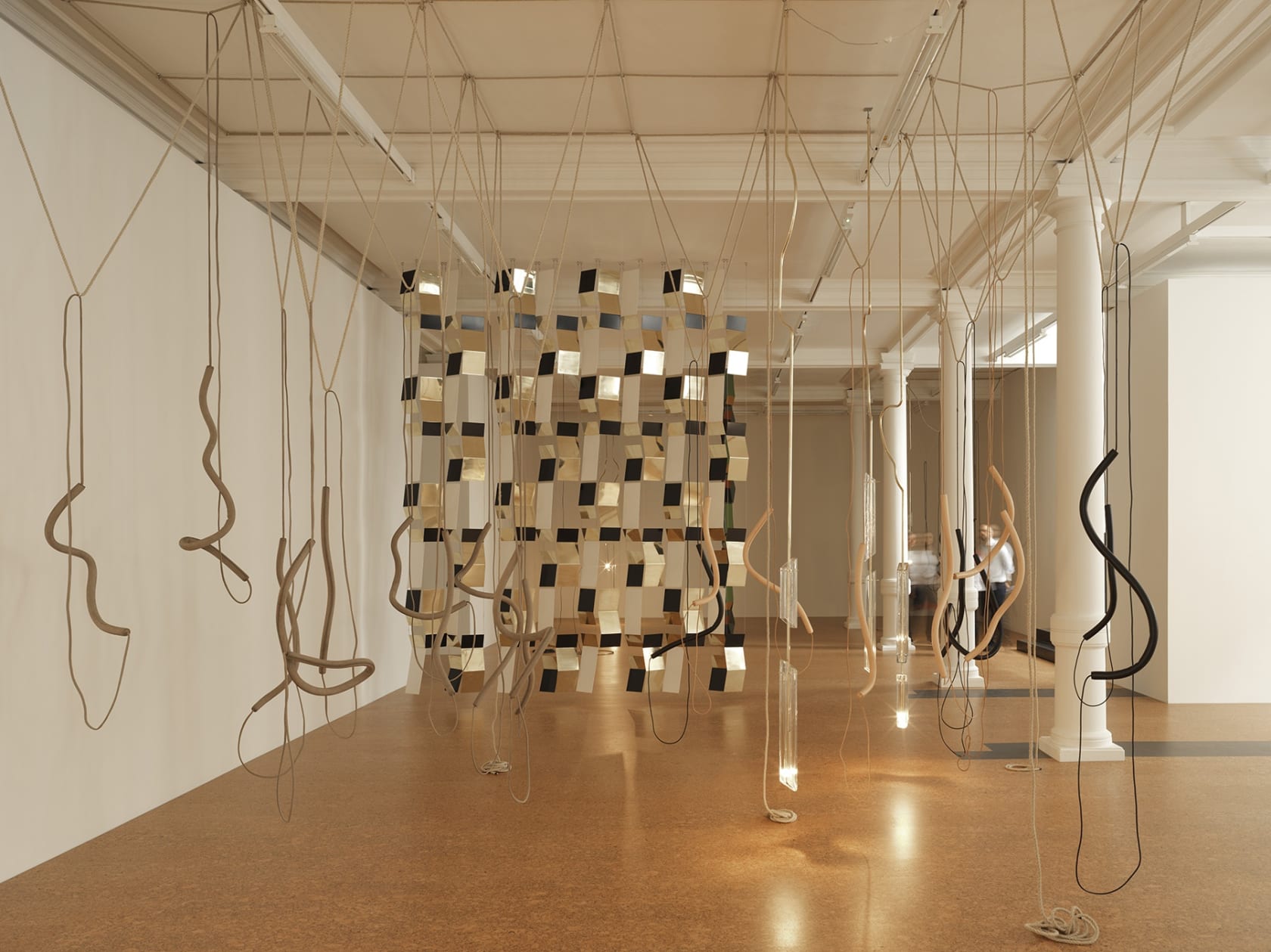 An exhibition installation view from: Leonor Antunes, a thousand realities from an original mark