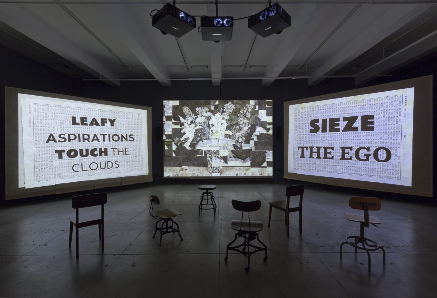 An exhibition installation view from: William Kentridge, More Sweetly Play the Dance