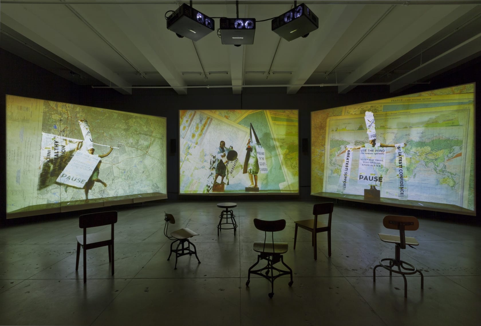 An exhibition installation view from: William Kentridge, More Sweetly Play the Dance