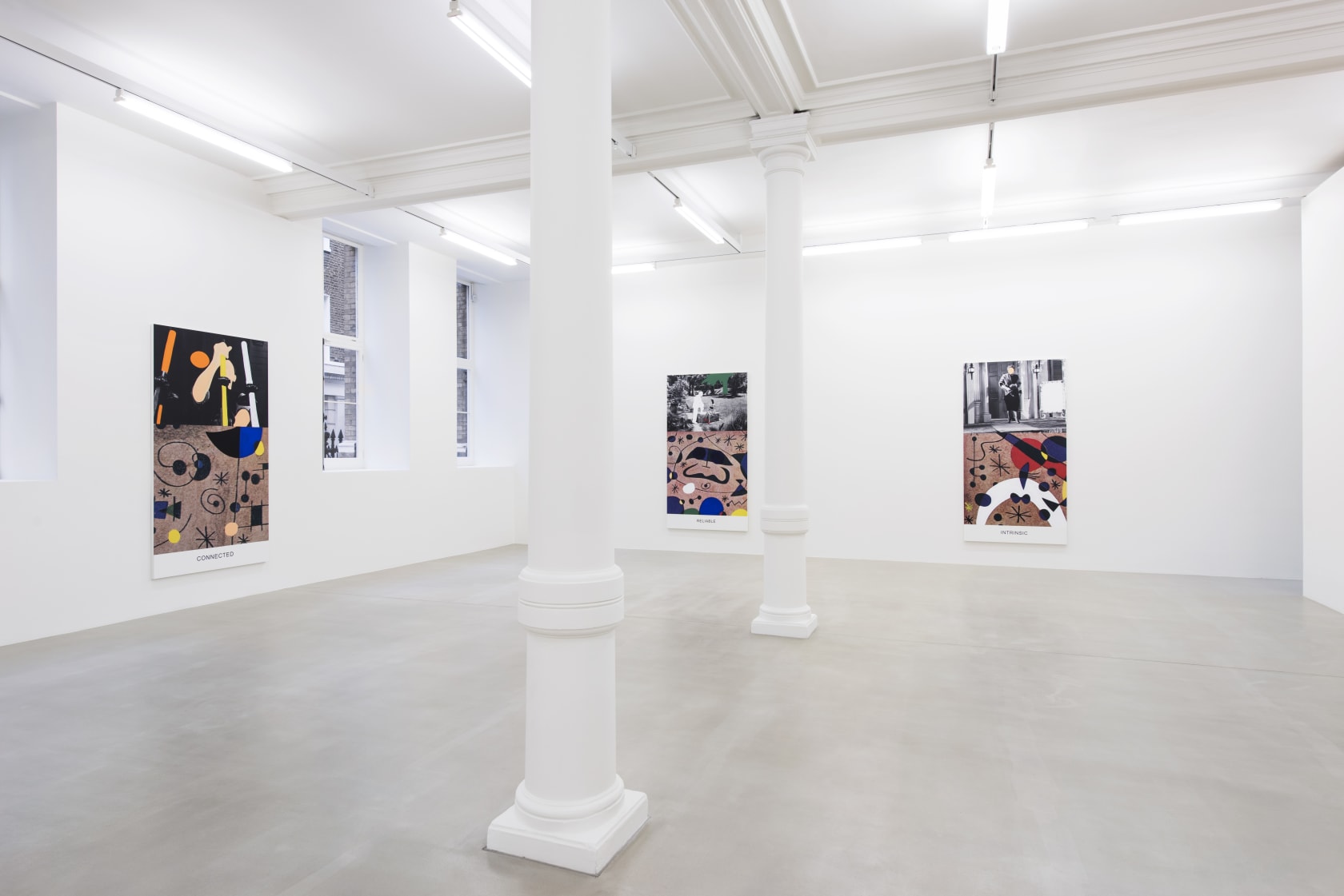 An exhibition installation view from: John Baldessari, Miró and Life in General