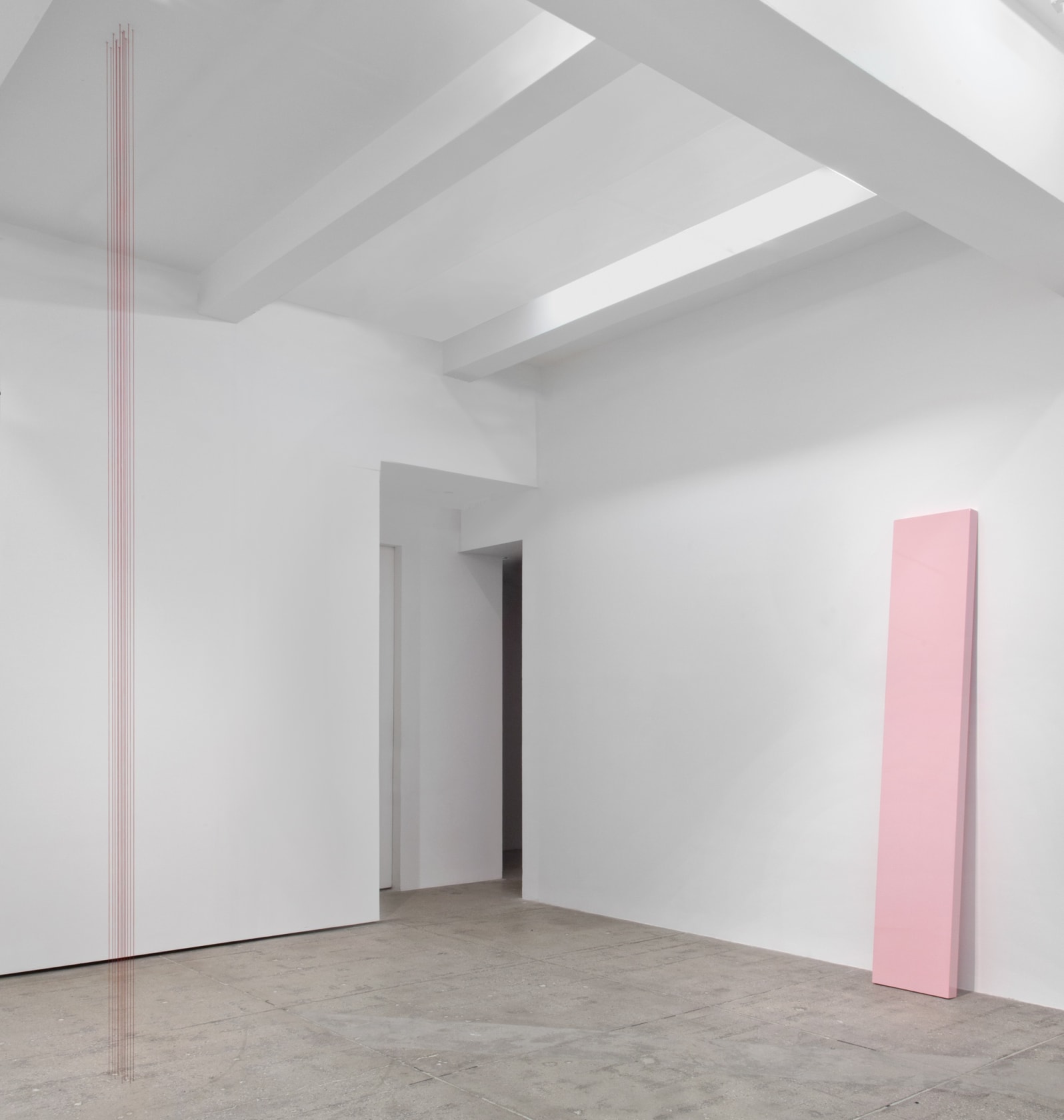 An exhibition installation view from: Sol Lewitt, John McCracken, Gerhard Richter, Fred Sandback, Anne Truitt, Lawrence Weiner