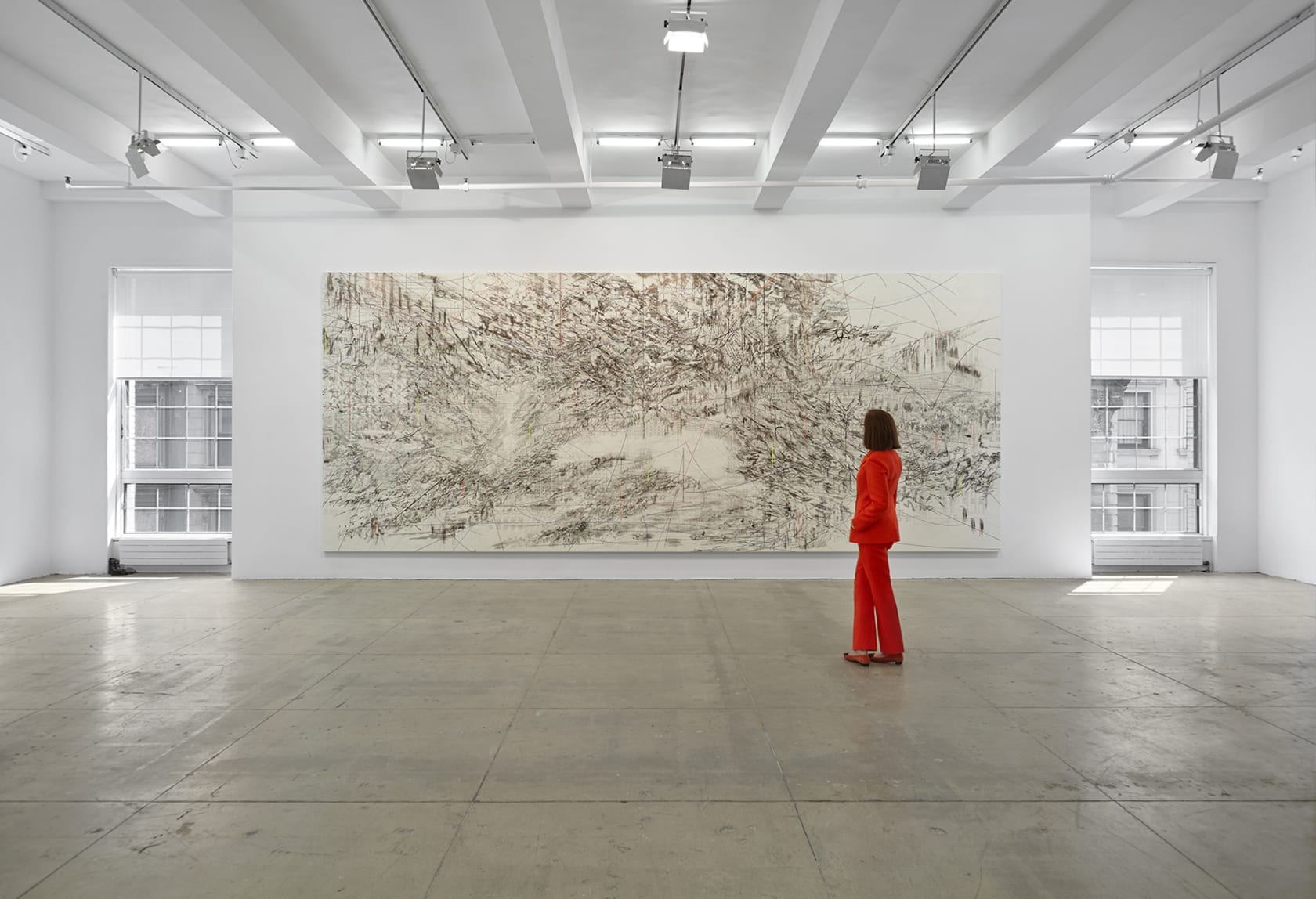An exhibition installation view from: Julie Mehretu, Liminal Squared