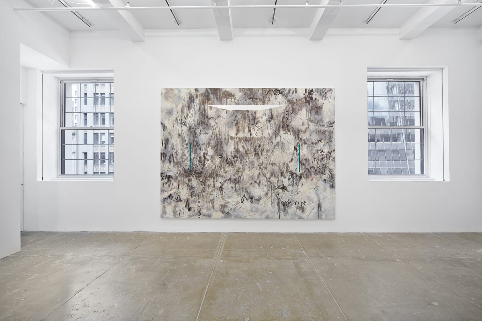 An exhibition installation view from: Julie Mehretu, Liminal Squared