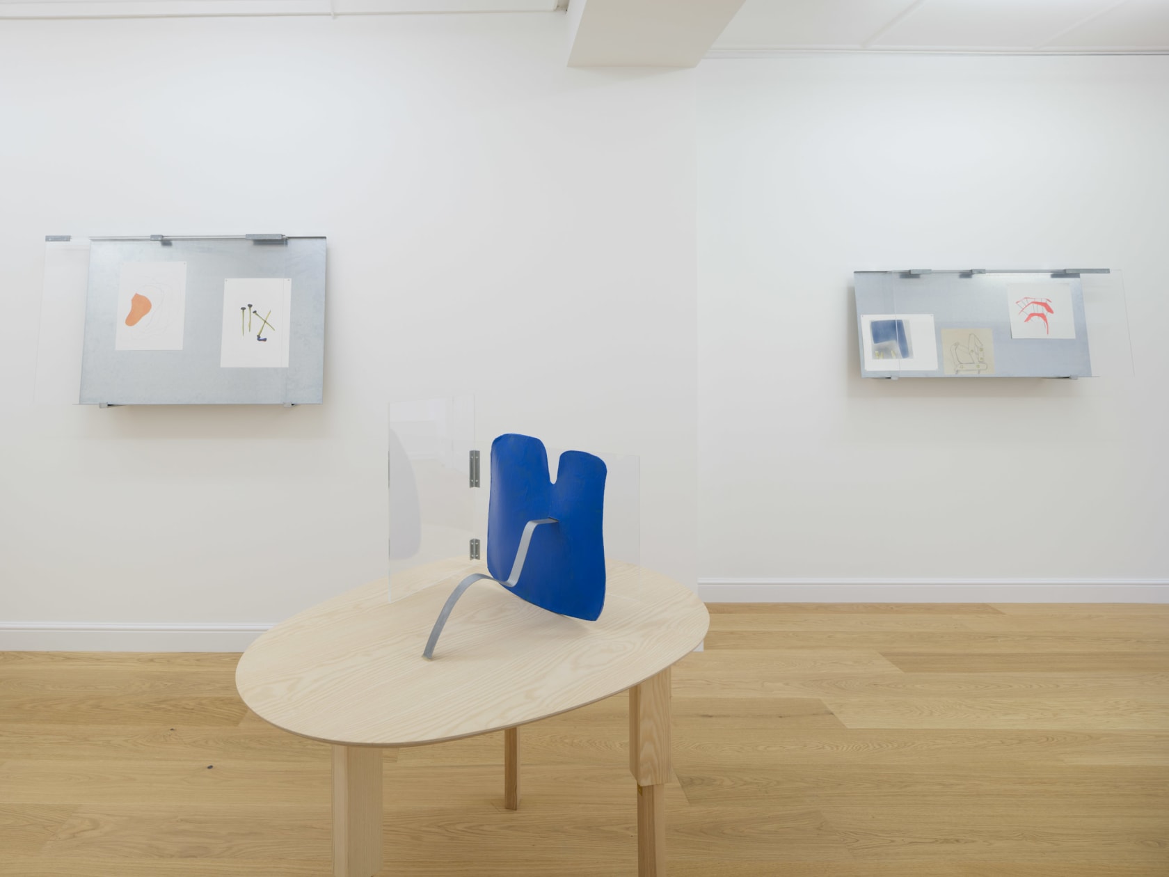 An exhibition installation view from:  Nairy Baghramian, Side Leaps