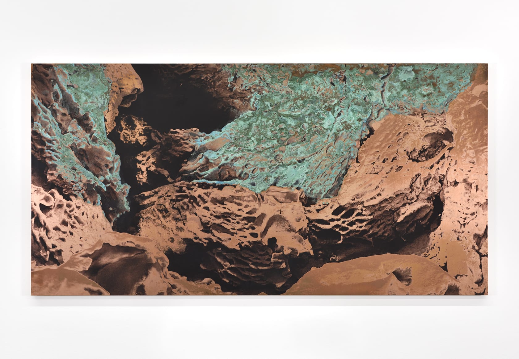 Cristina Iglesias Cave Study II, 2022 Acid on silkscreen on copper 19 3/4 x 39 3/8 x 5/8 in. (50...