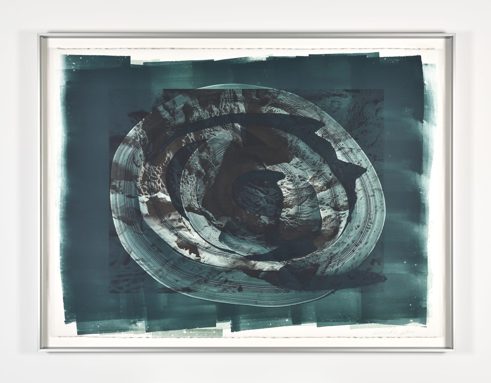 Cristina Iglesias Hondalea Study (Turquoise blue), 2021 Photo-engraving and intaglio inks on paper Paper: 22 x 29 7/8 in. (56...