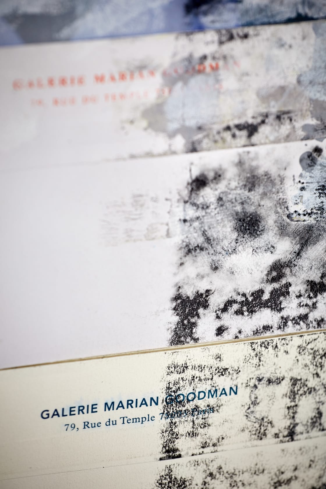 A detail view of a paper mural in Adrián Villar Rojas' Paris exhibition