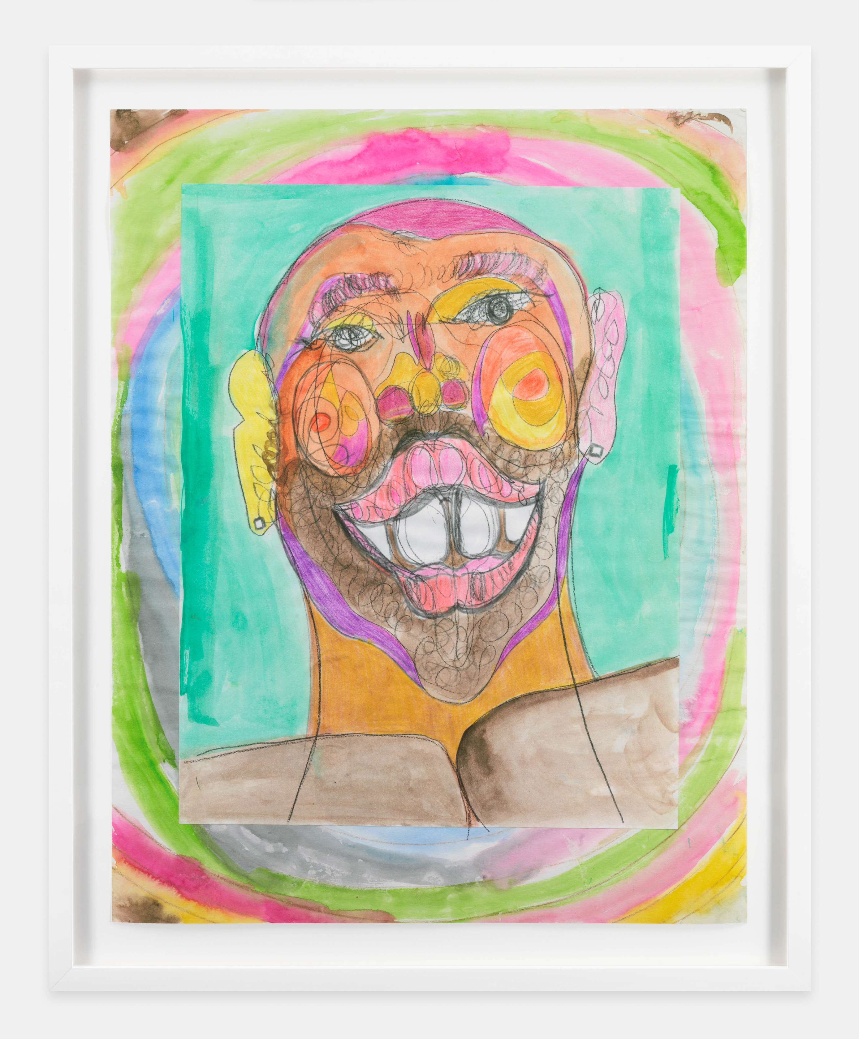 Tschabalala Self, Black Face with Rainbow Swirl Vivid, 2021