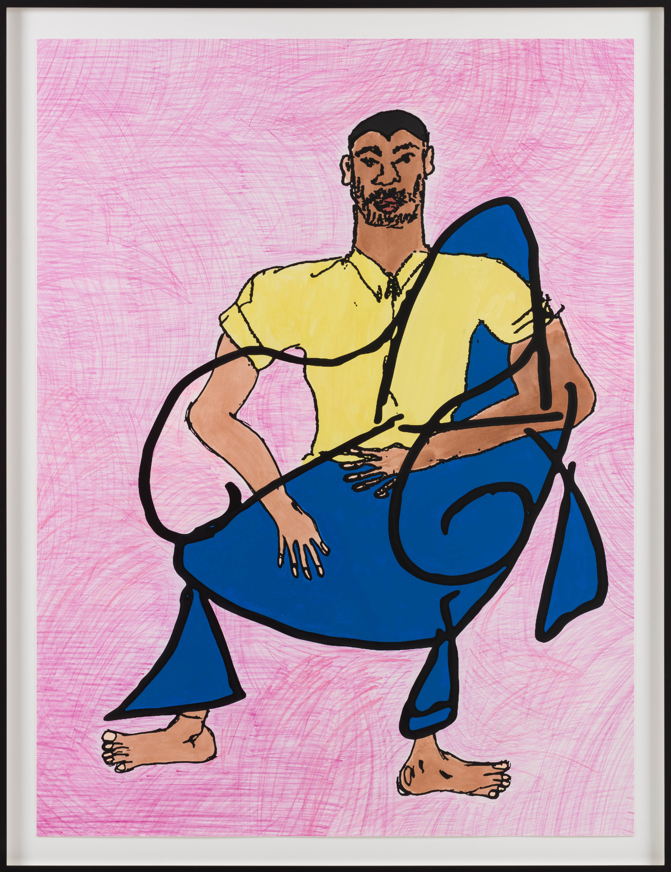 Tschabalala Self, At Home - Man in Yellow in Pink Room, 2022