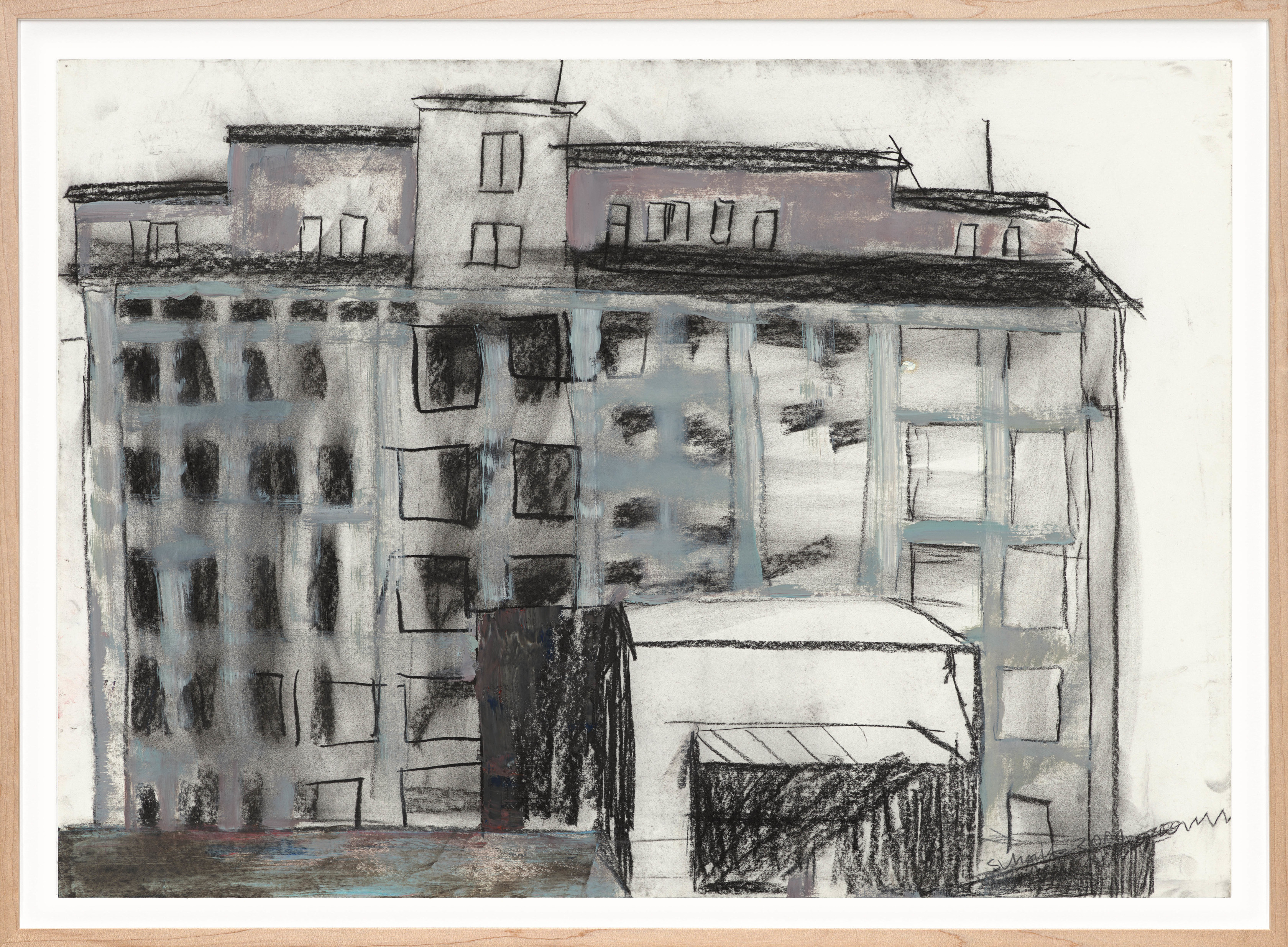 Sabine Moritz Warehouse I2001 Charcoal on paper 50 x 70 cm 19 3/4 x 27 1/2 in