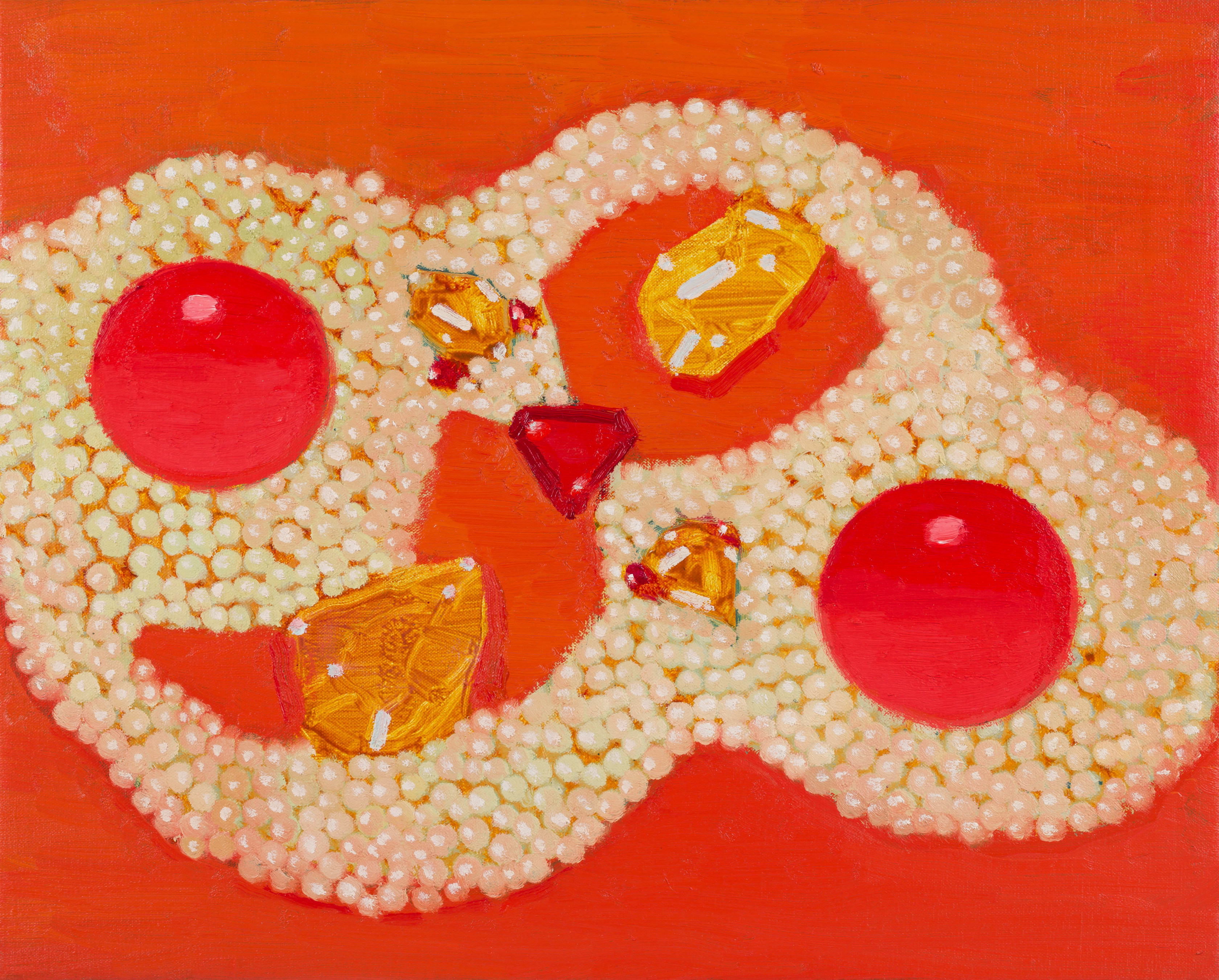 Sofia Mitsola, Serpens, natural saltwater pearls, old pear cut citrines, garnets, fire opals, a magnificent unheated ruby. Origin: Aquamarinia, 2021