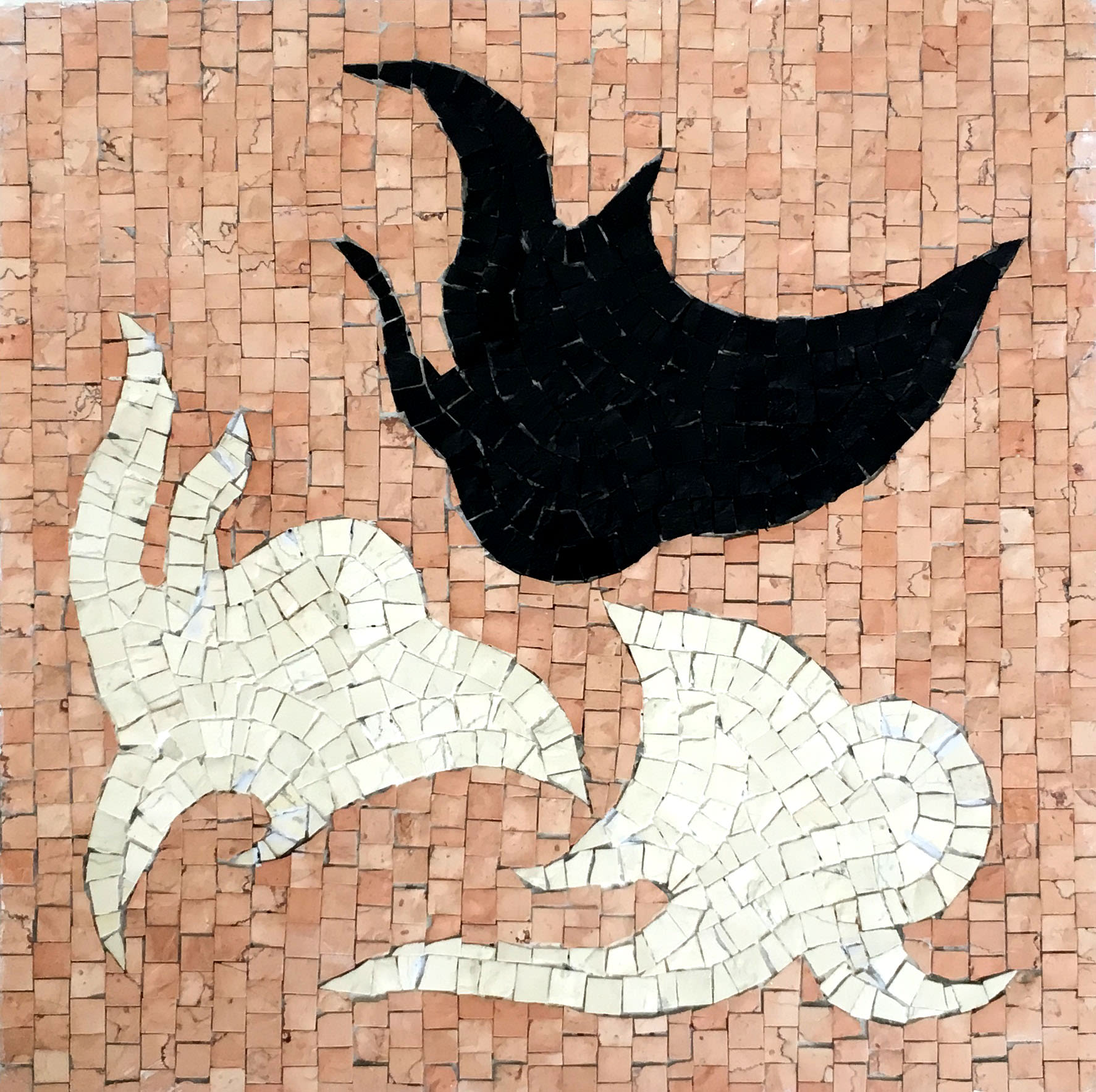 Shahzia Sikander, Silhouette of Hair (white, black, rose), 2017