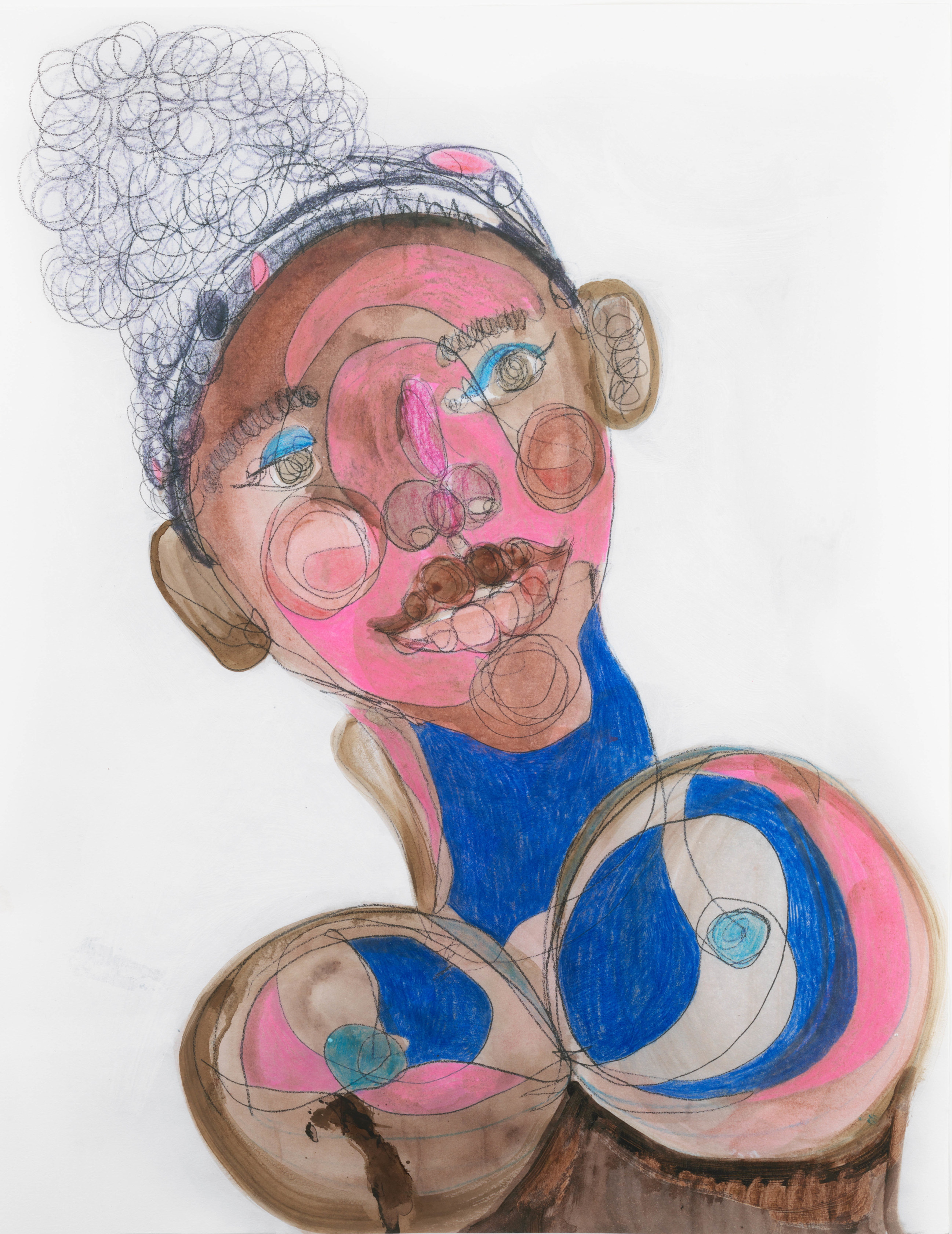 Tschabalala Self, Black Face Lil Pink , 2021