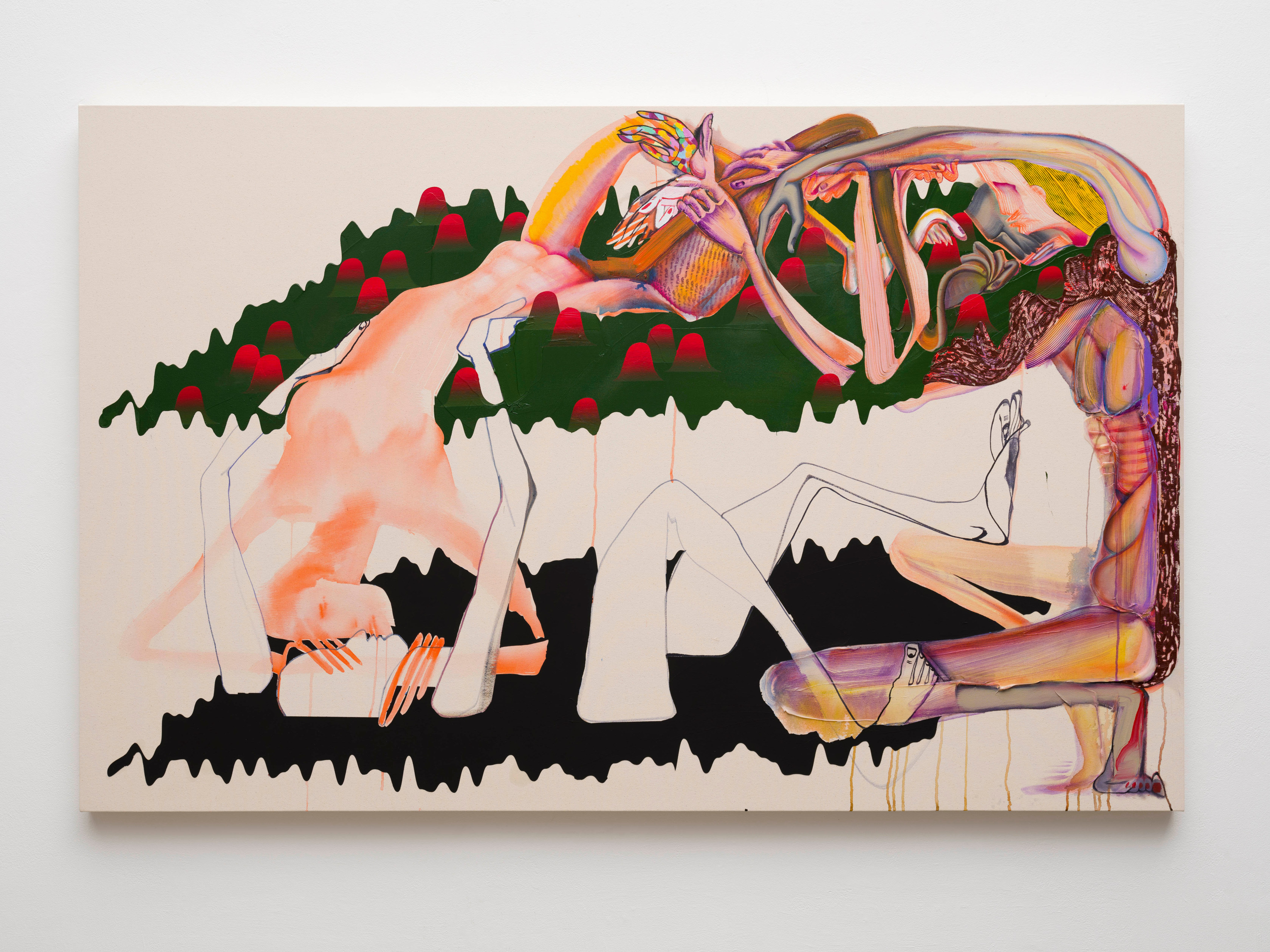 Christina Quarles Yew Don' Wanna Pick From My Apple Tree2021 Acrylic on canvas 139.7 x 218.4 x 5.1 cm 55...