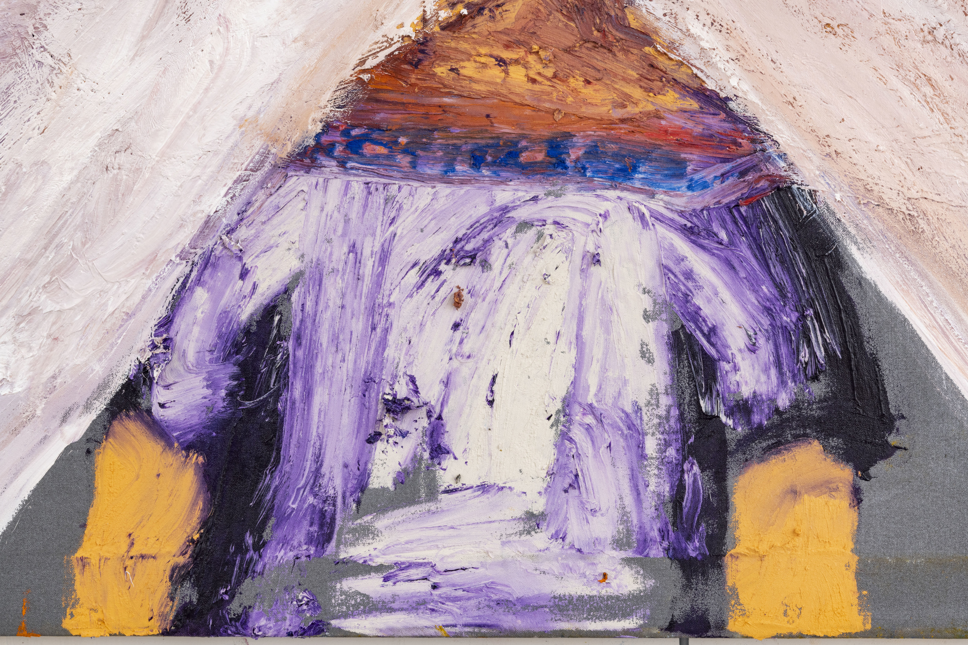Gerasimos Floratos Bridge bath2020 Oil, acrylic, and collage on canvas 121.9 x 121.9 cm 48 x 48 in