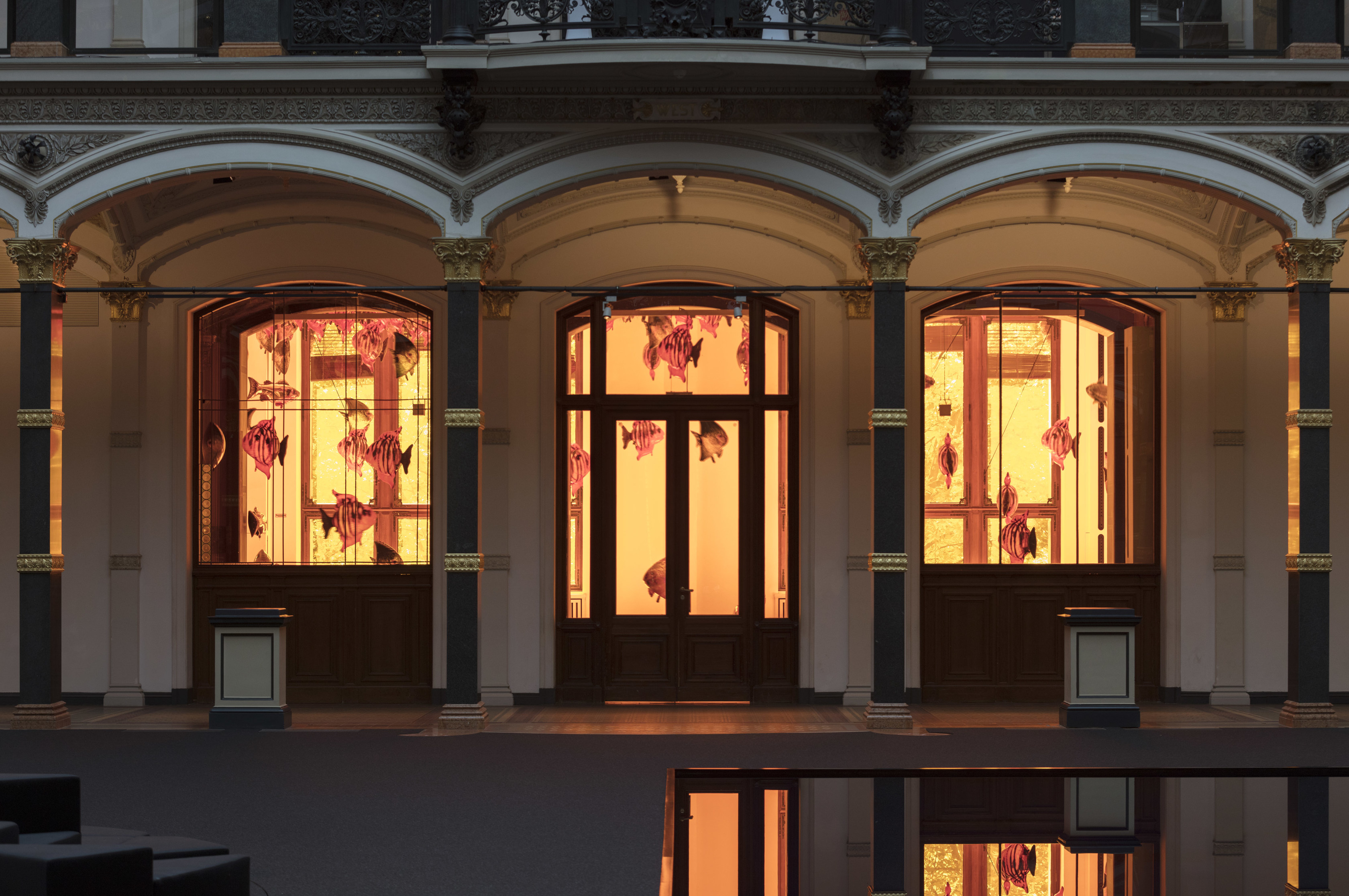 Philippe Parreno My Room Is Another Fish Bowl2018 Helium-filled Mylar balloons, adhesive foil, air-columns Variable Dimensions