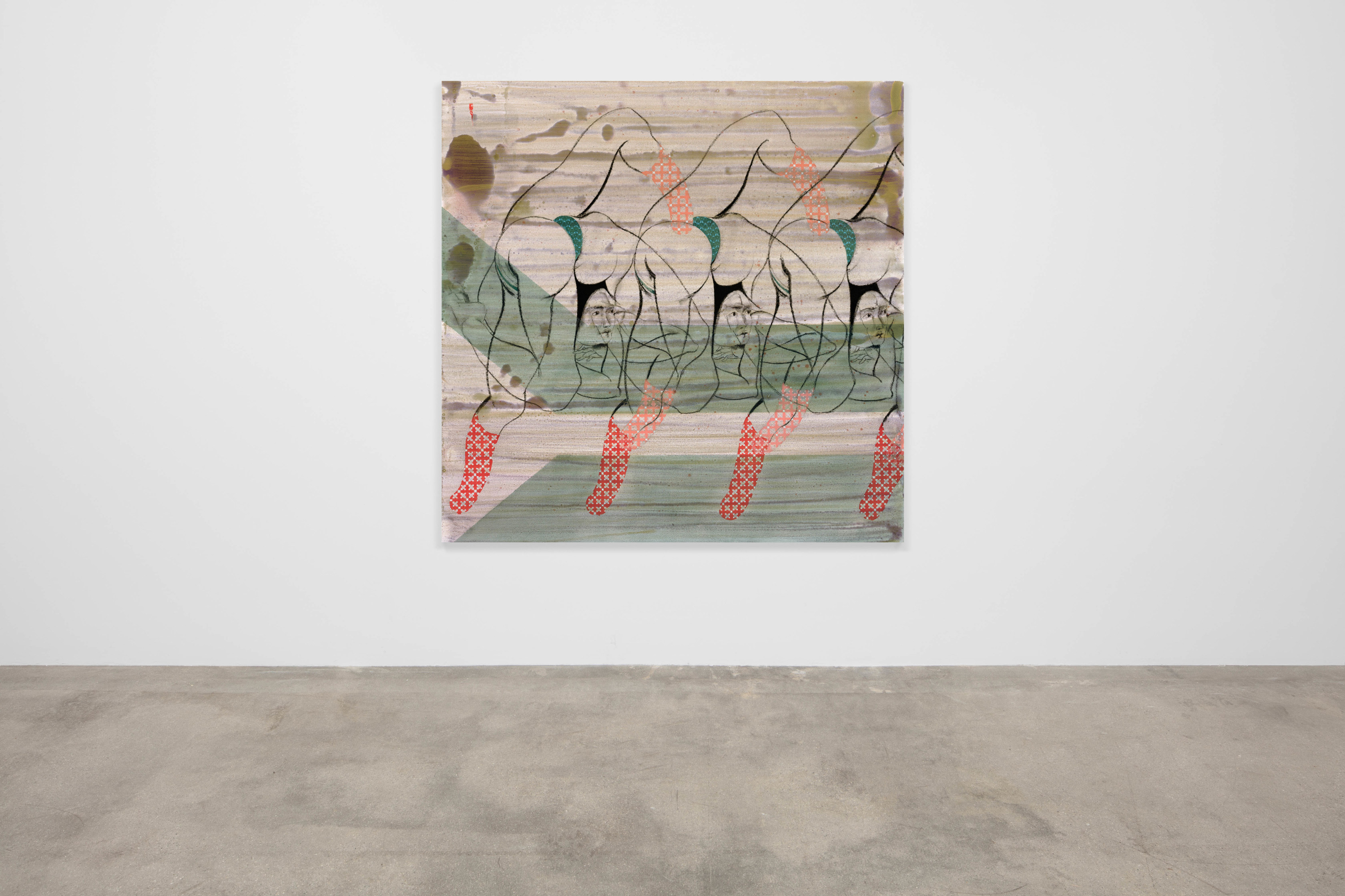 Hayv Kahraman Green AntiBody2020 Oil and dried pigment on panel 127 x 127 cm 50 x 50 in