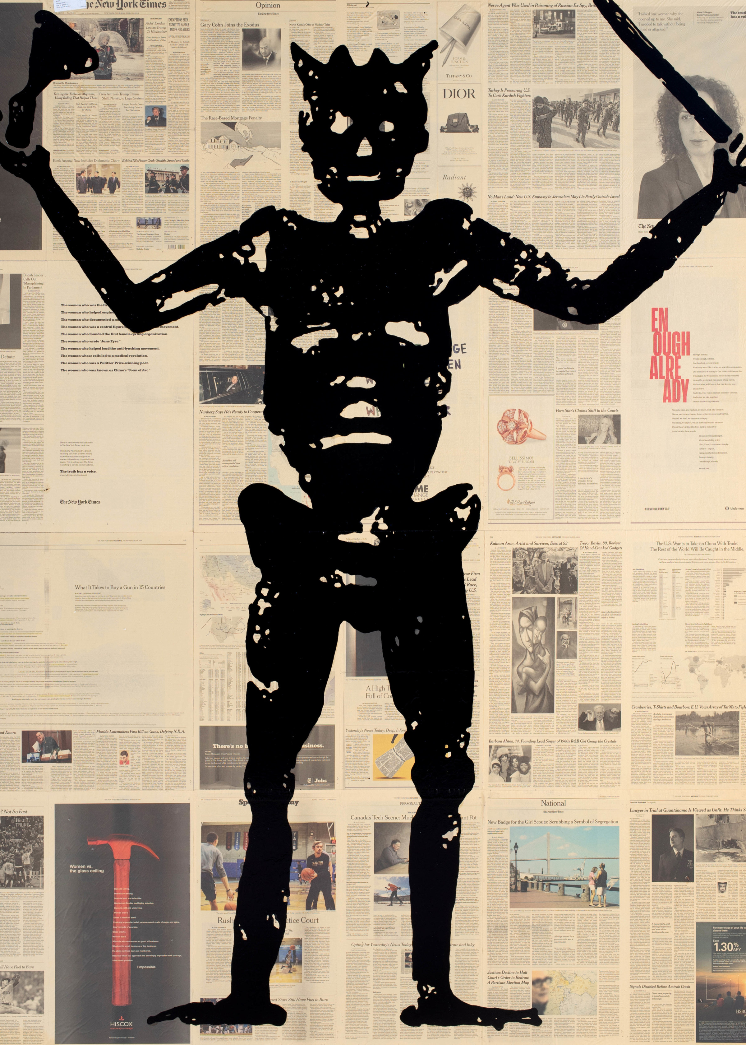 Rirkrit Tiravanija, untitled 2020 (black flag no. 3, new york times, march 8/26, 2018), 2020