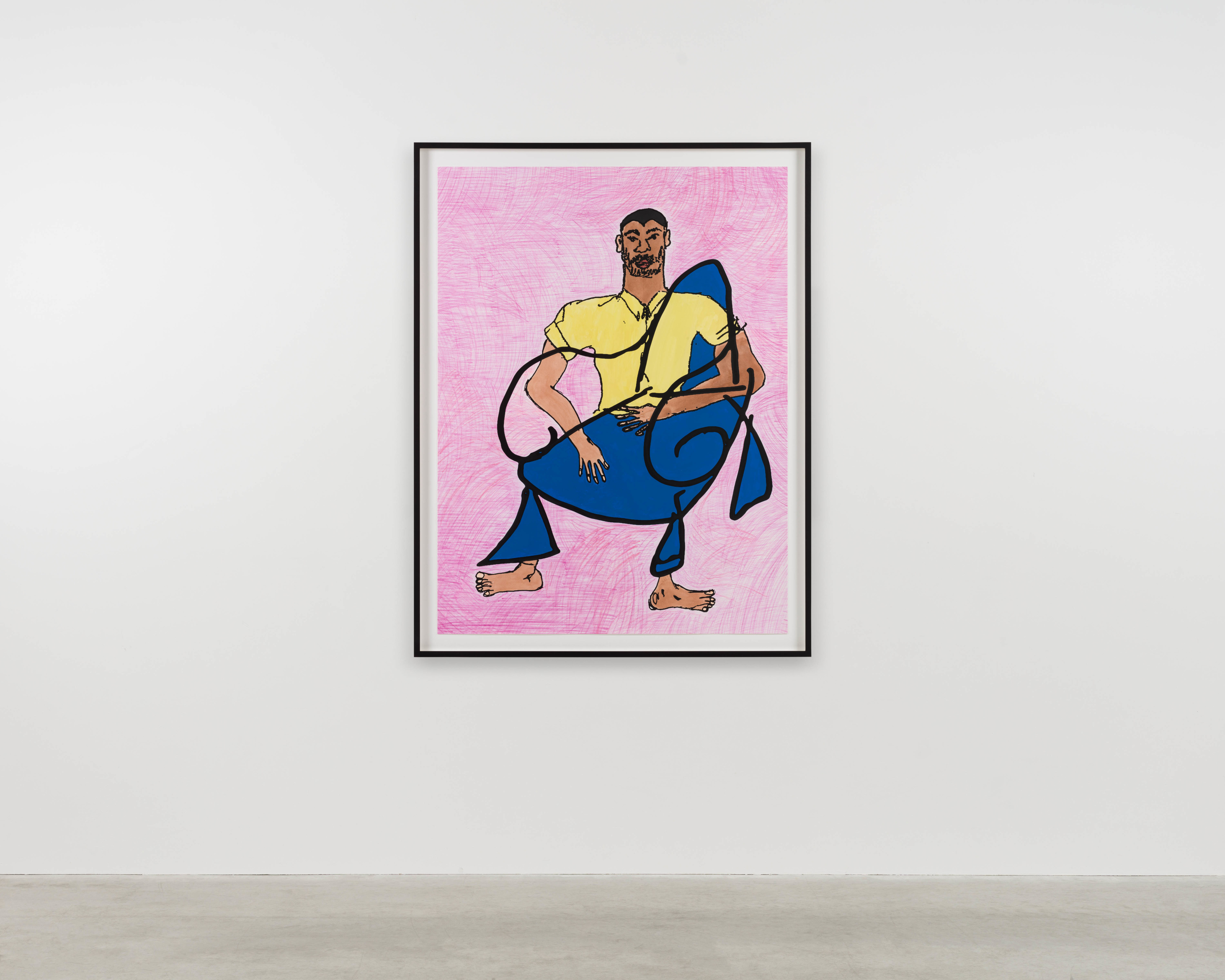 Tschabalala Self, At Home - Man in Yellow in Pink Room, 2022