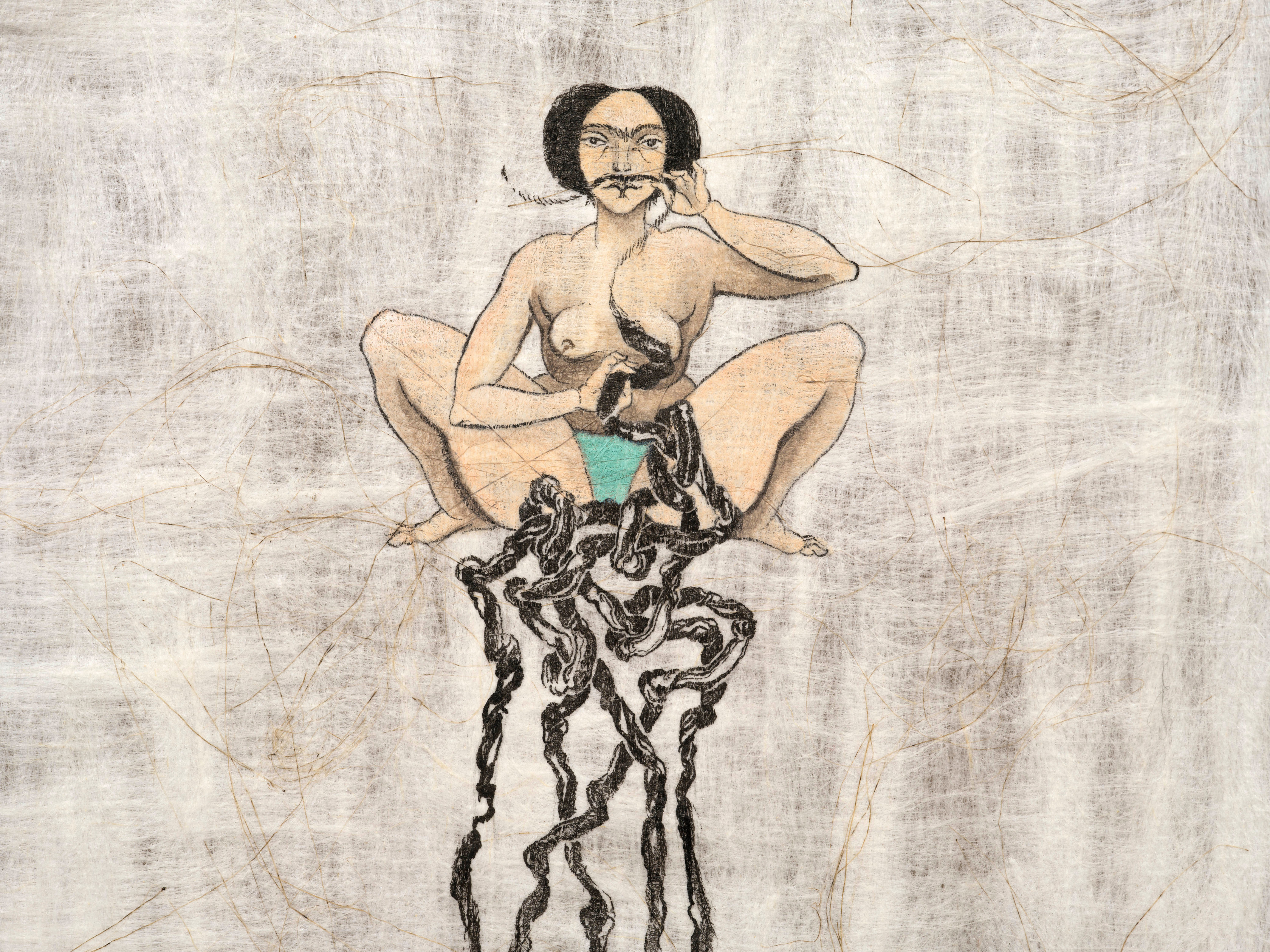 Hayv Kahraman, Moustache-gut-brain axis, 2021