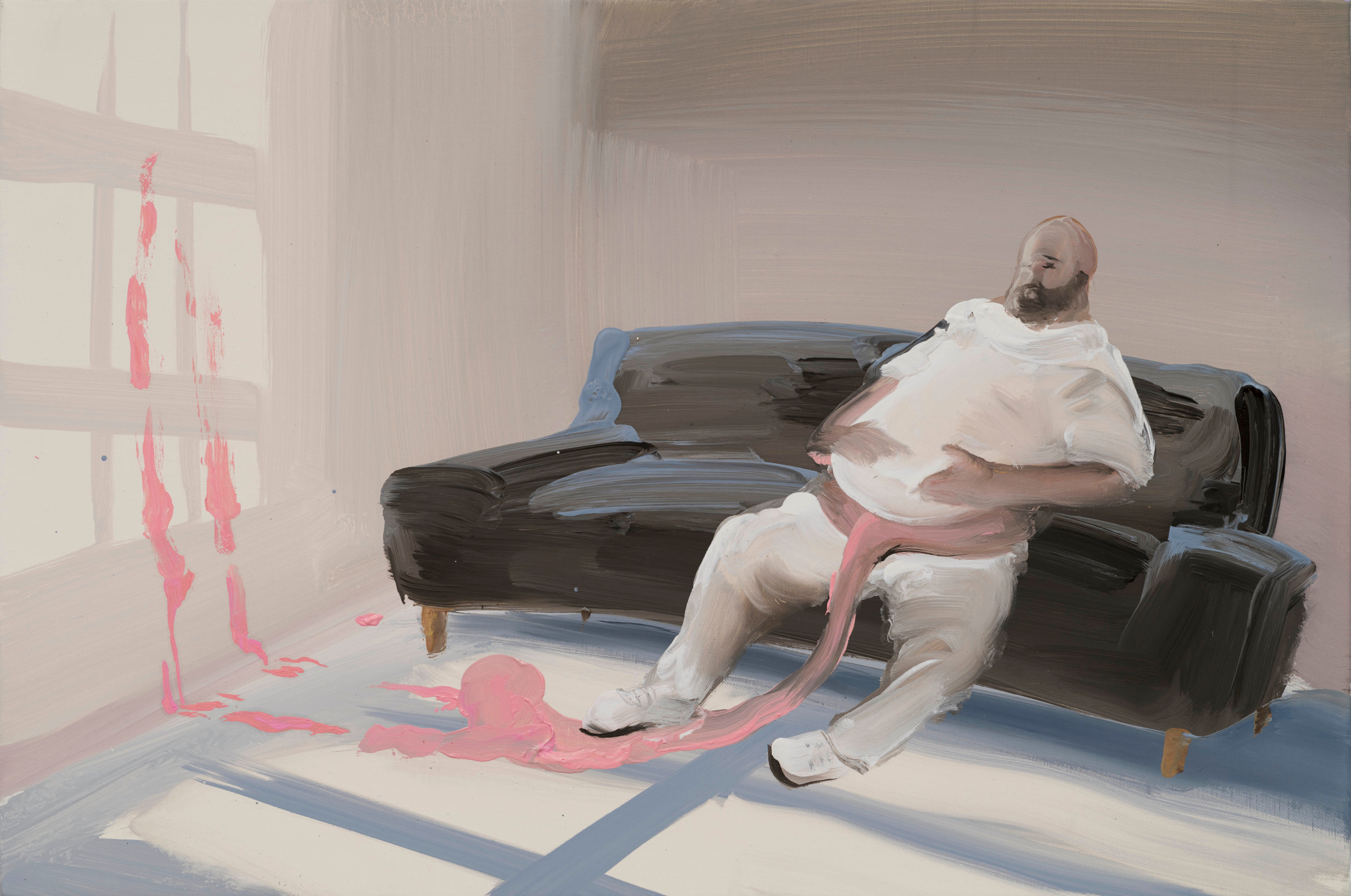 Tala Madani Sports Dads (Extension)2024 Oil on linen 30.5 x 45.7 cm 12 x 18 in