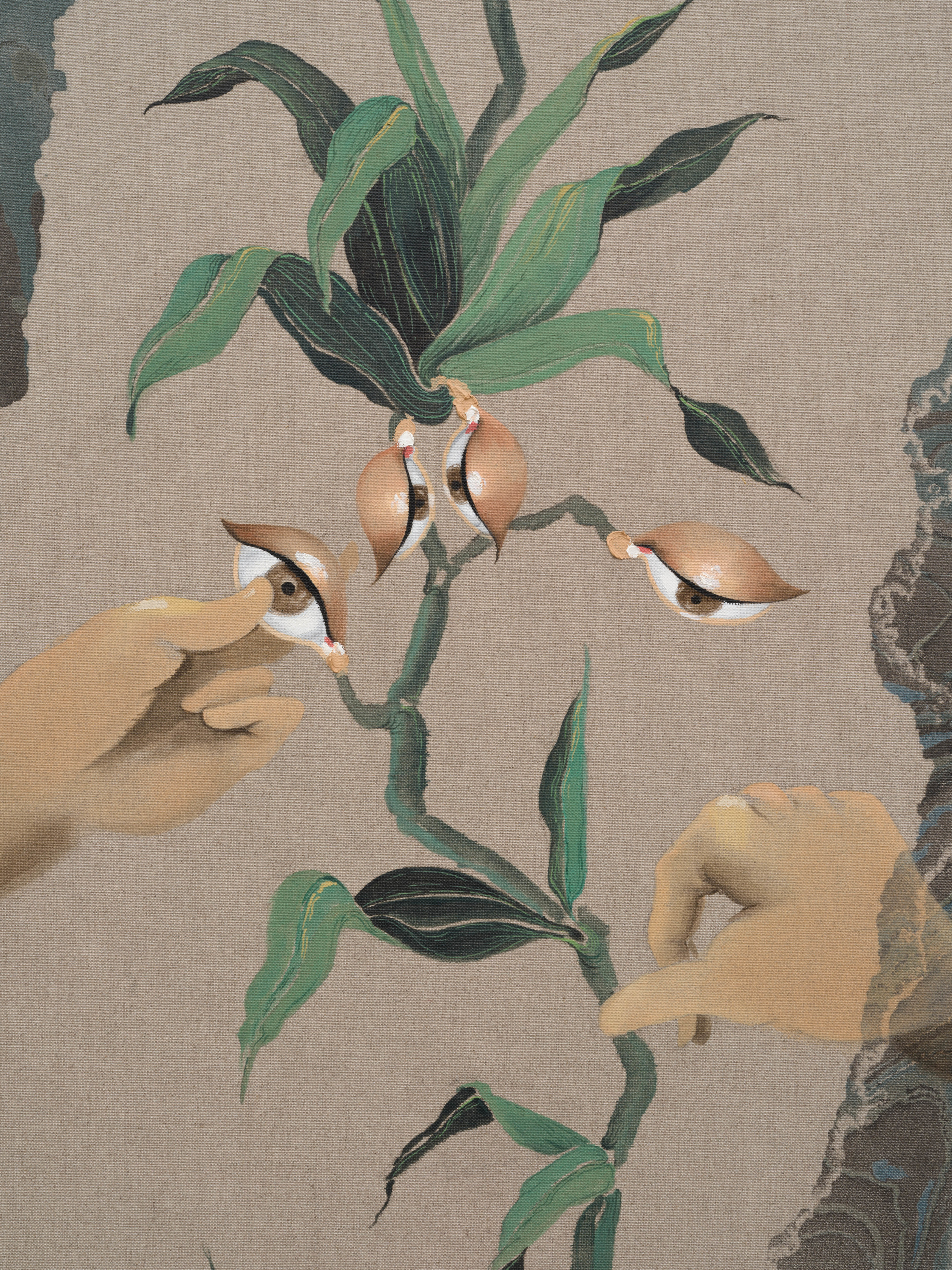 Hayv Kahraman Mourning Flower2024 Oil and acrylic on linen 279.4 x 127 cm 110 x 50 in