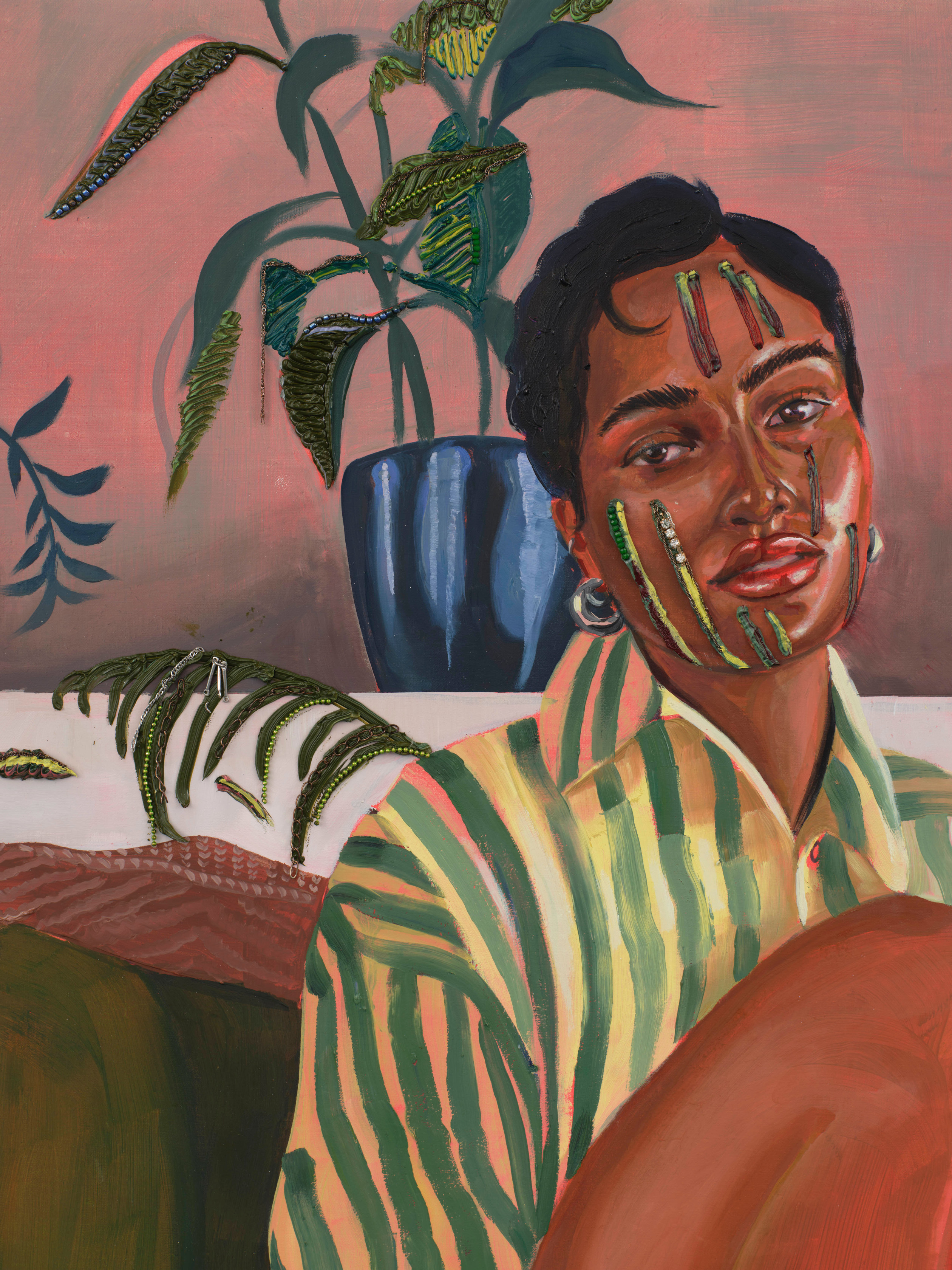 Gisela McDaniel Earth Side2024 Oil on canvas, audio 71 x 74 x 1.8 cm 28 x 29 1/8 x 3/4...