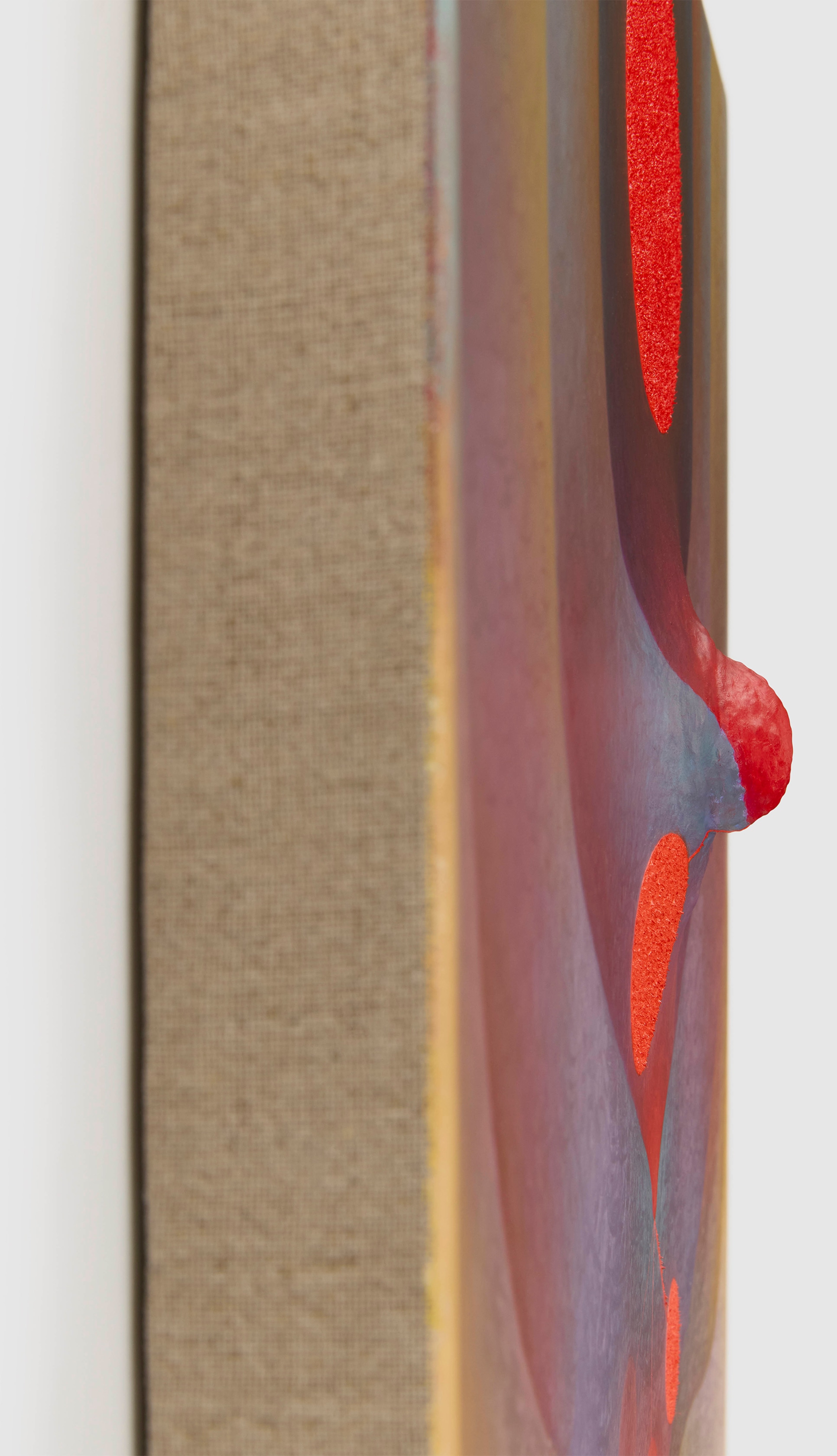 Loie Hollowell The pit and the pendulum in red2025 Oil, acrylic medium, aqua resin, epoxy resin, and sawdust on linen...