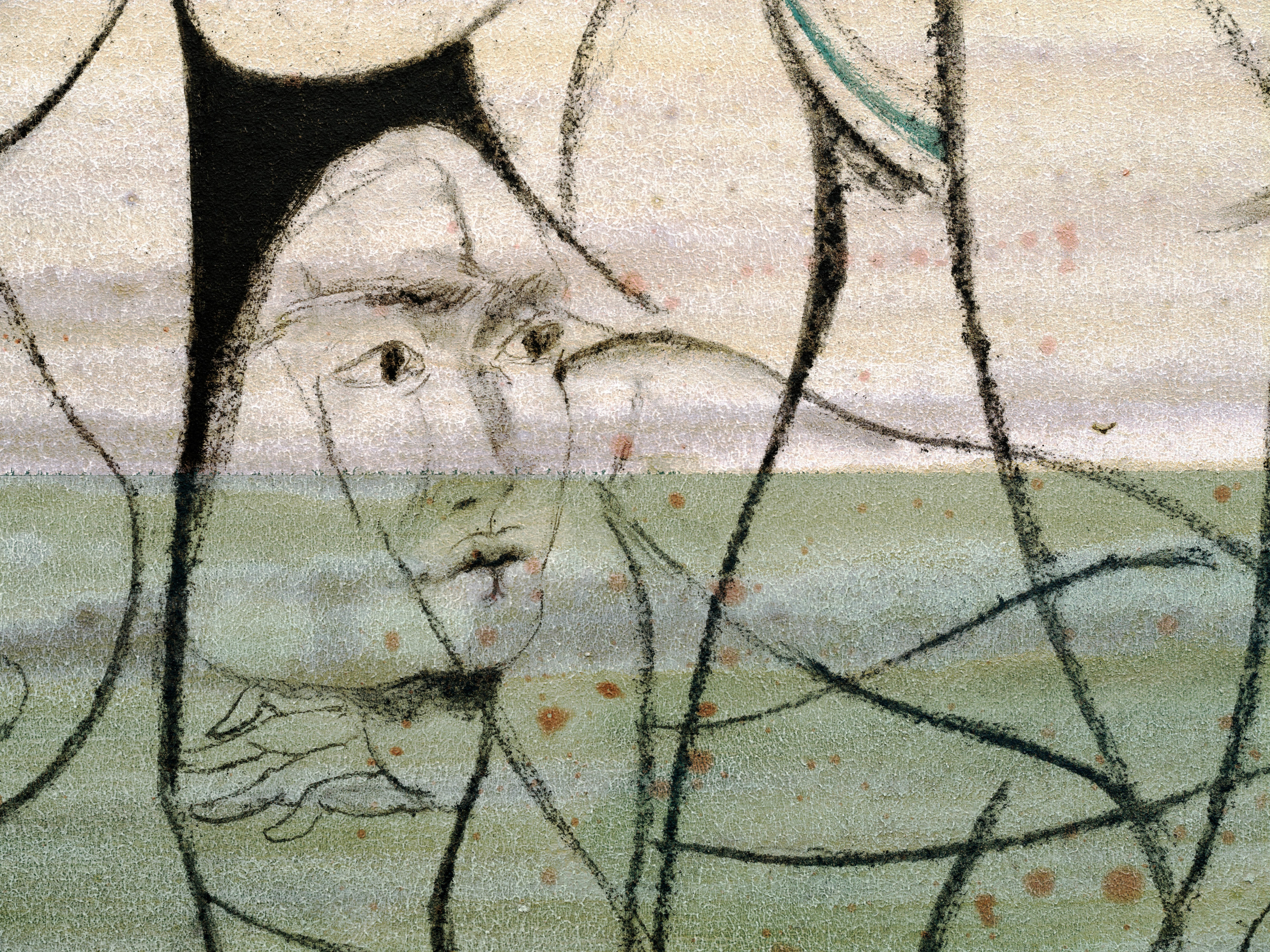 Hayv Kahraman Green AntiBody2020 Oil and dried pigment on panel 127 x 127 cm 50 x 50 in