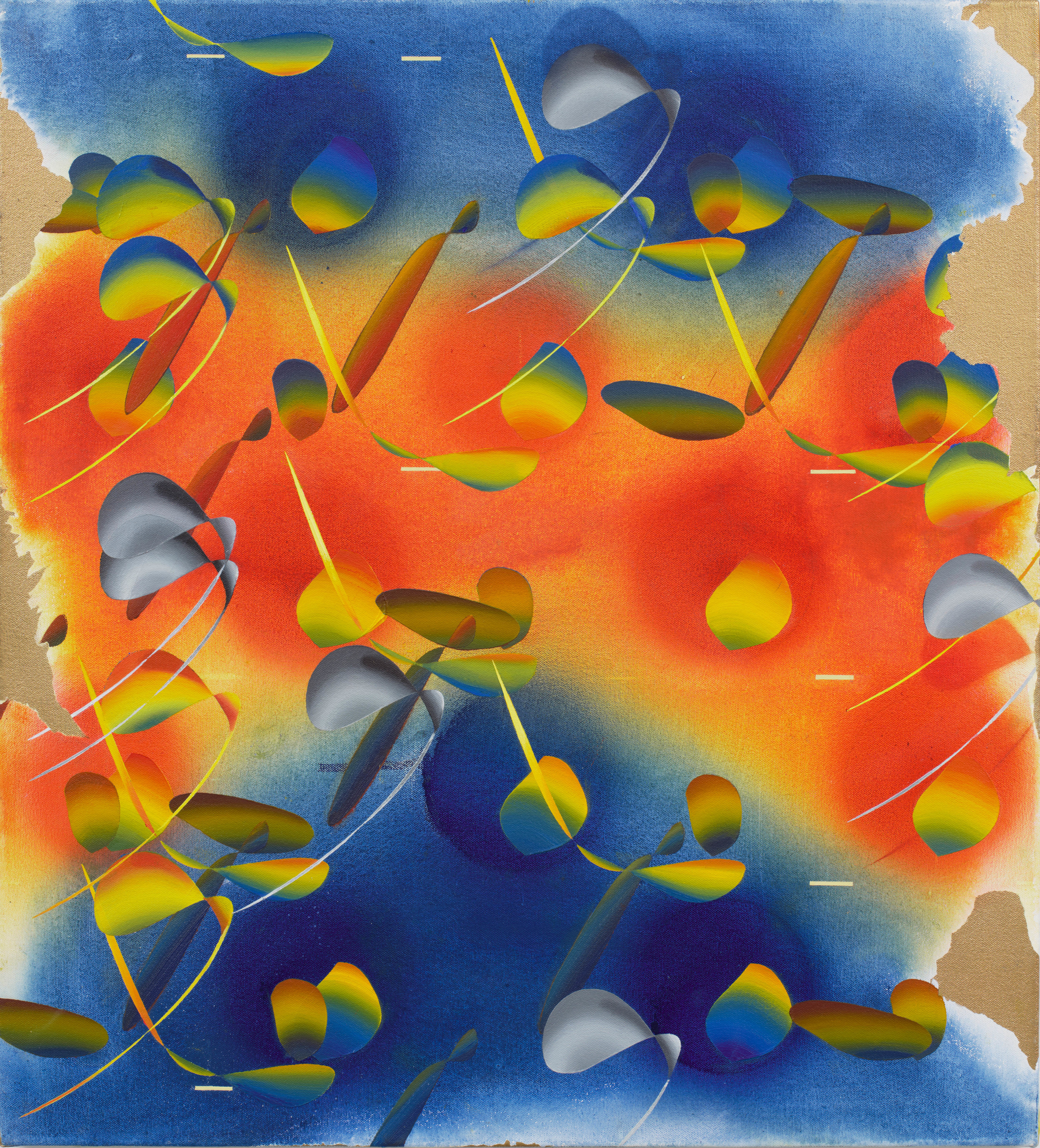 Vivien Zhang Outer Zone2024 Acrylic, oil and spray paint on canvas 55.9 x 50.8 cm 22 x 20 in