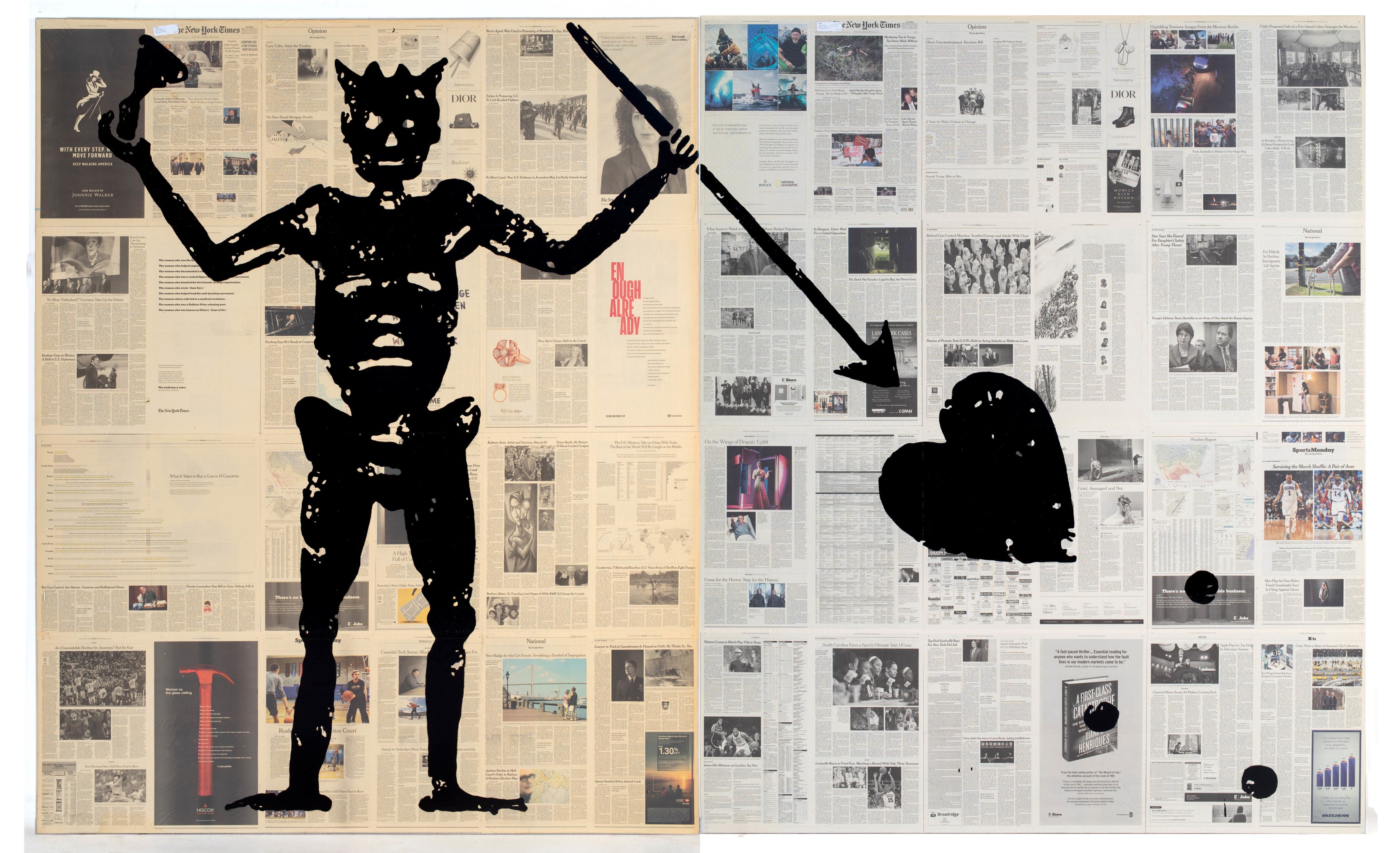 Rirkrit Tiravanija, untitled 2020 (black flag no. 3, new york times, march 8/26, 2018), 2020