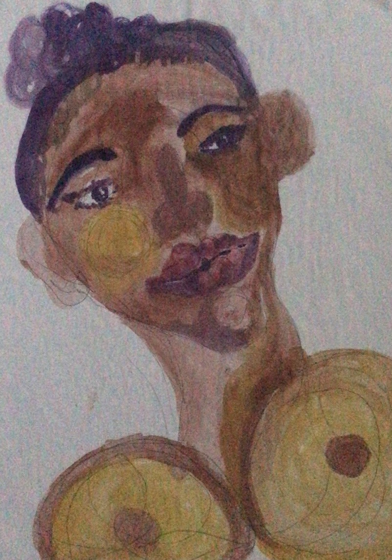 Tschabalala Self, Girl with Boobs, 2018