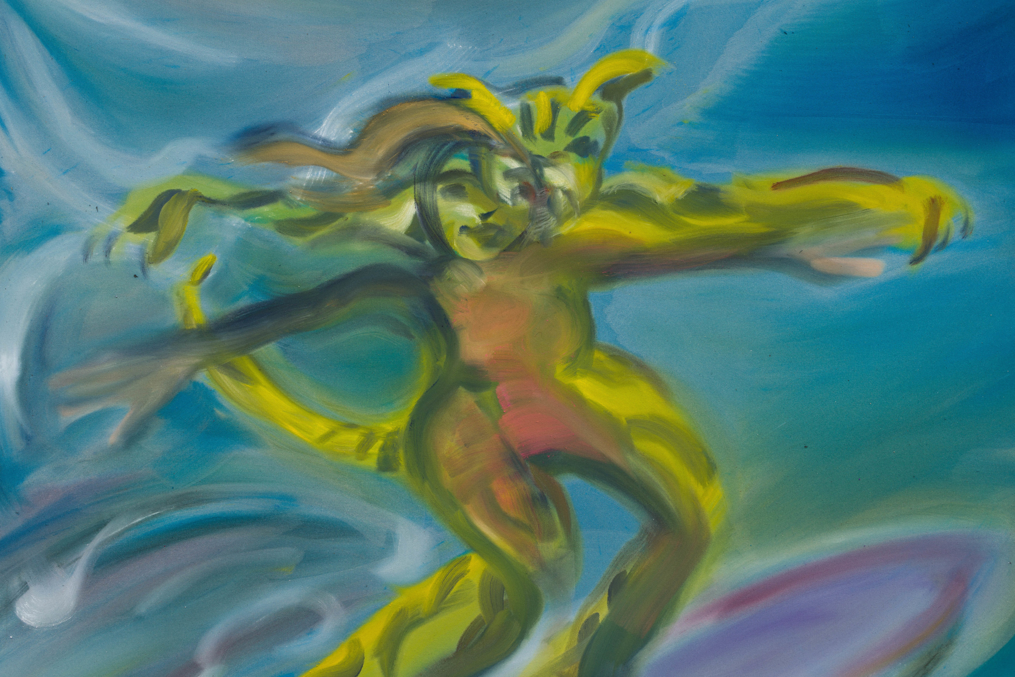 Sophie von Hellermann Surfing with Tiger2022 Acrylic on canvas 190 x 160 cm 74 3/4 x 63 in