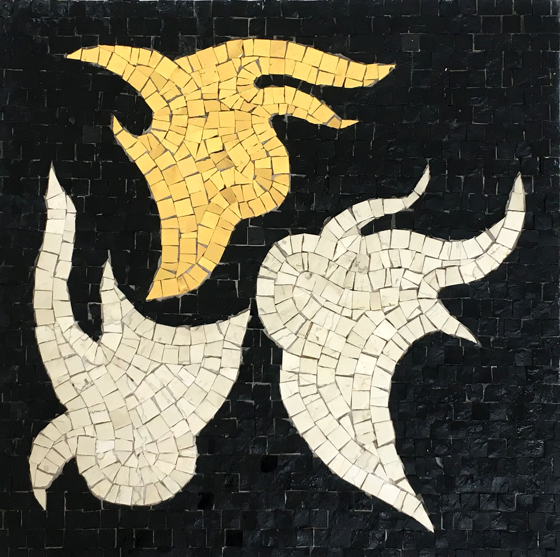 Shahzia Sikander, Silhouette of Hair (white, gold, black), 2017