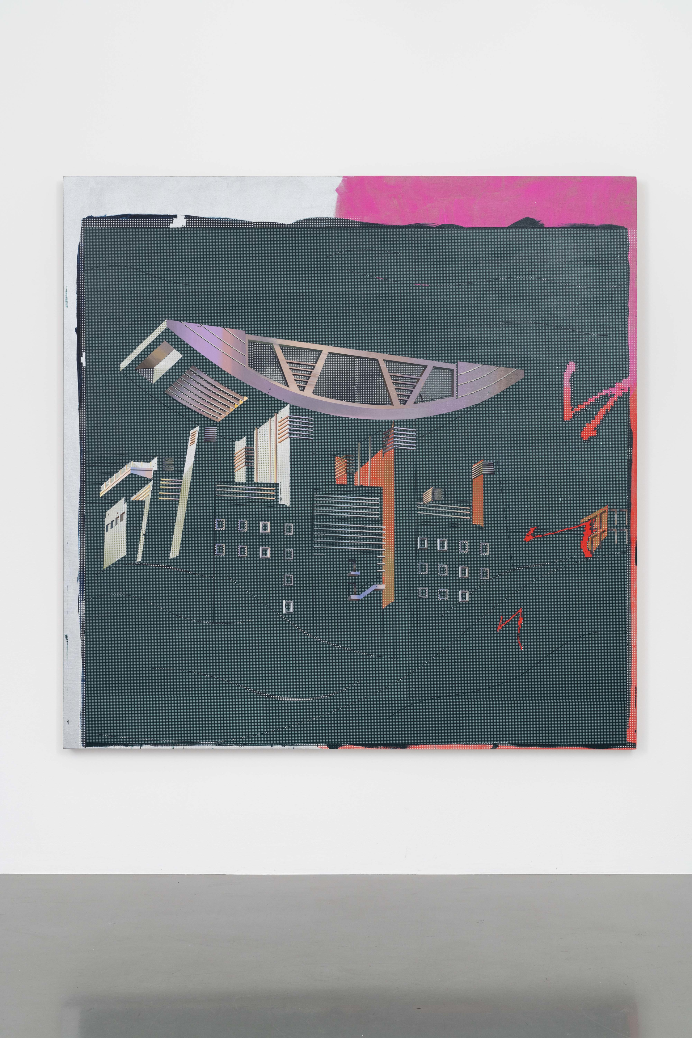 Cui Jie The Second Generation of Peak Tower 22019 Acrylic and spray paint on canvas 200 x 200 cm 78...