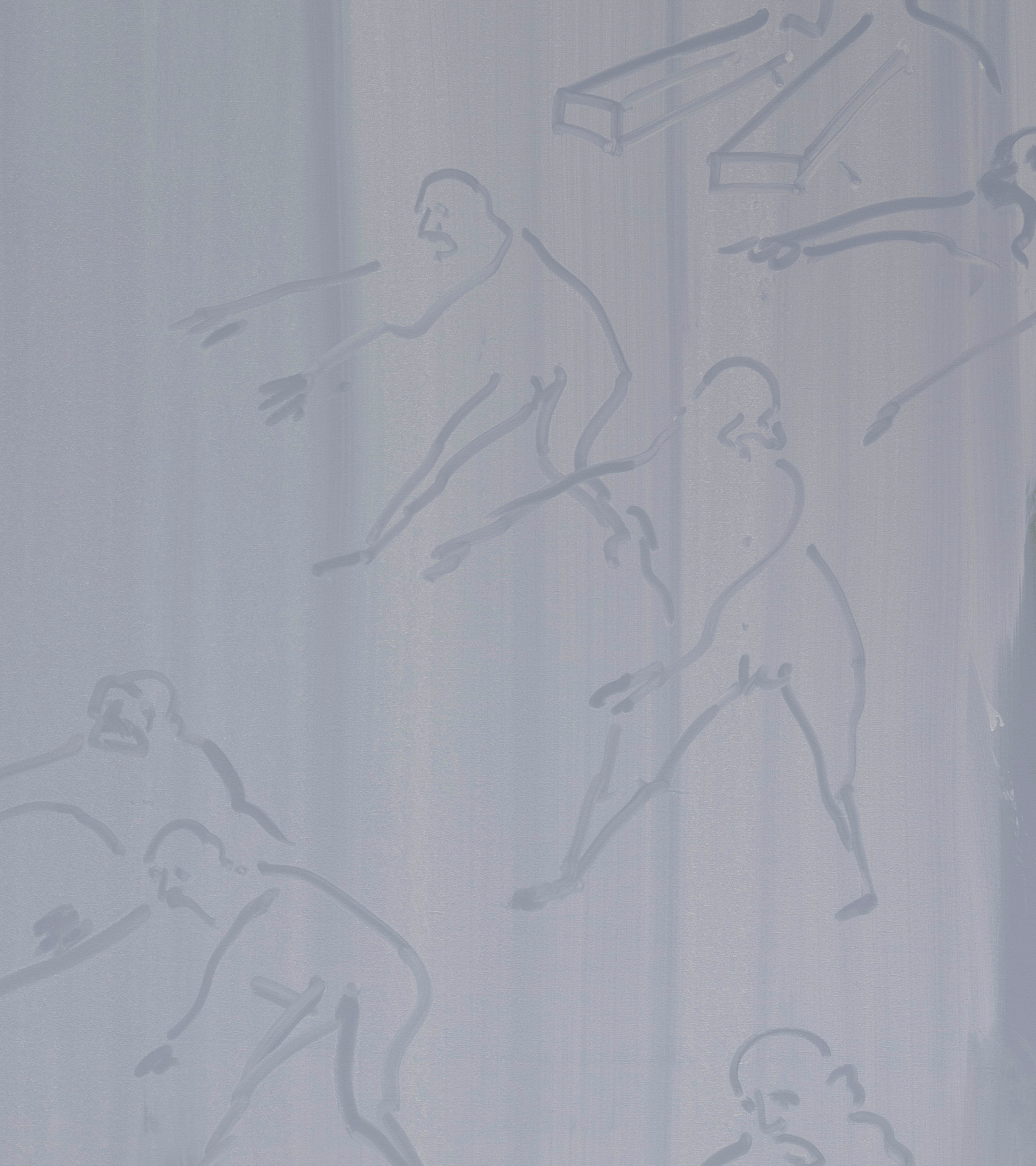 Tala Madani Squeegee Men 22024 Oil on linen 248.9 x 203.2 cm 98 x 80 in