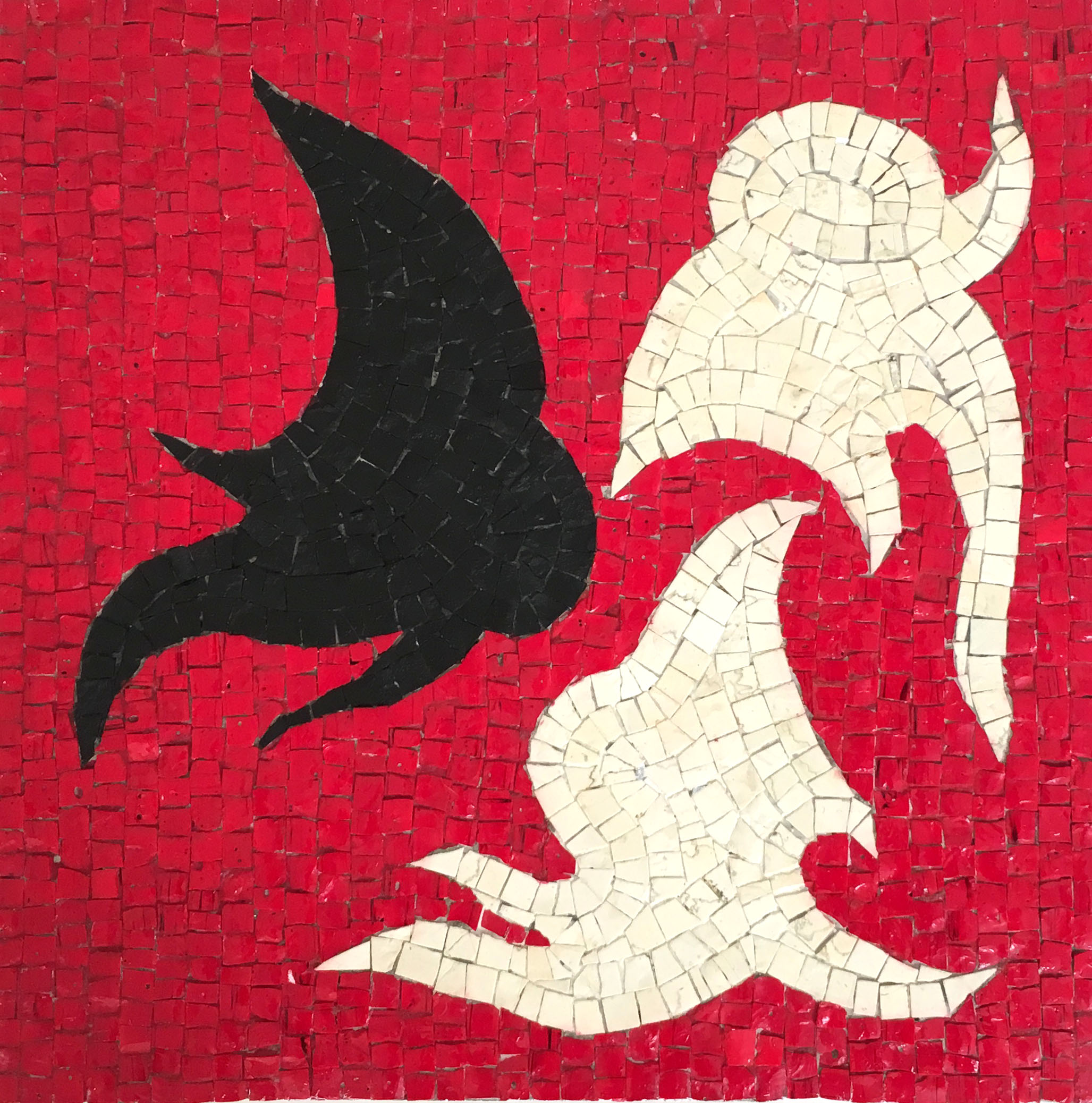 Shahzia Sikander, Silhouette of Hair (black, white, red), 2017
