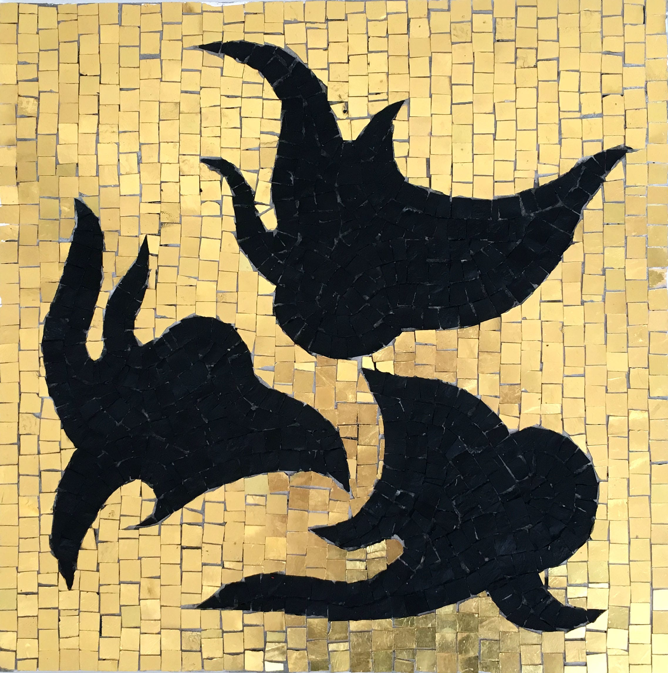 Shahzia Sikander, Silhouette of Hair (black, gold), 2017