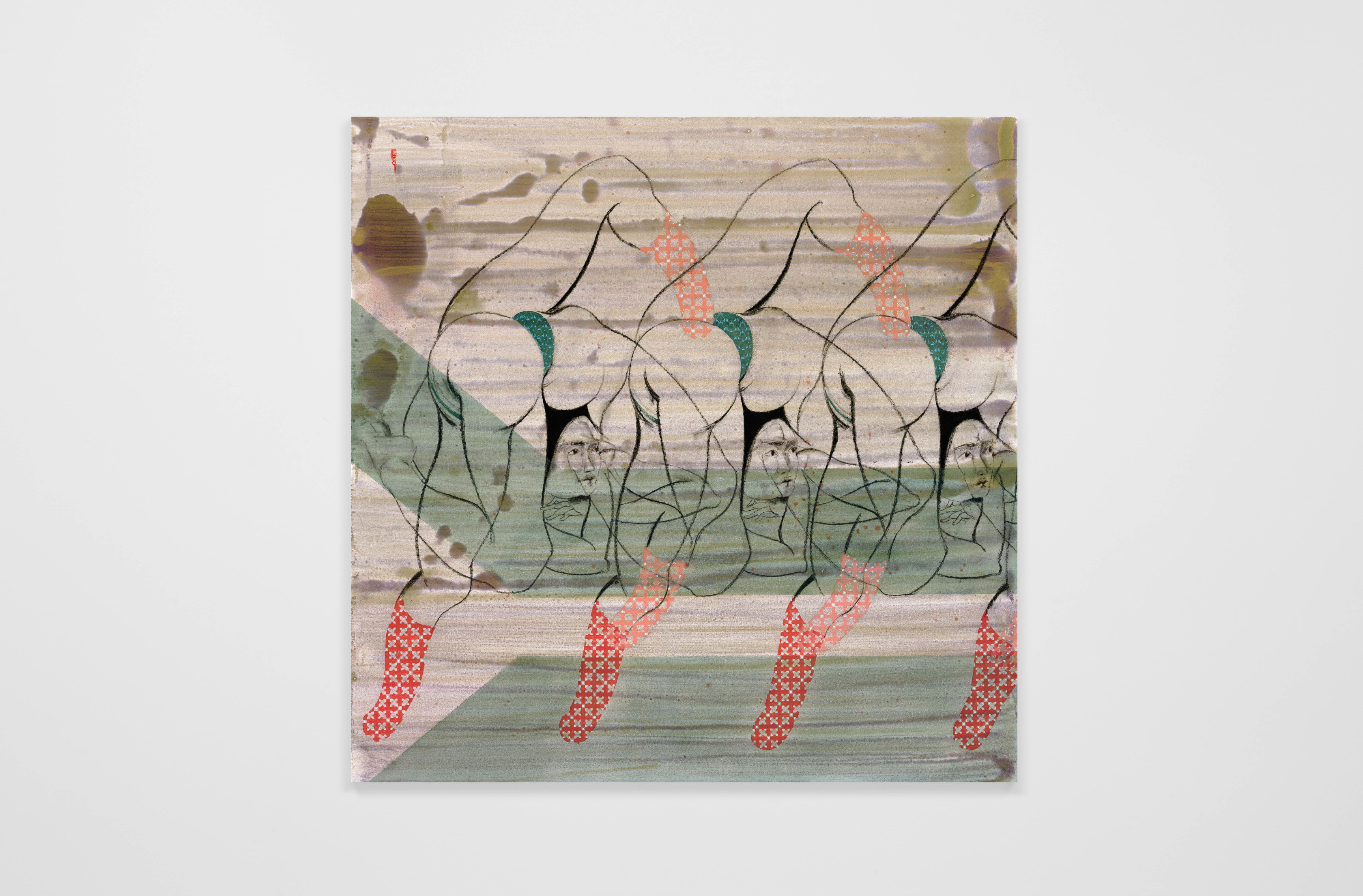 Hayv Kahraman Green AntiBody2020 Oil and dried pigment on panel 127 x 127 cm 50 x 50 in