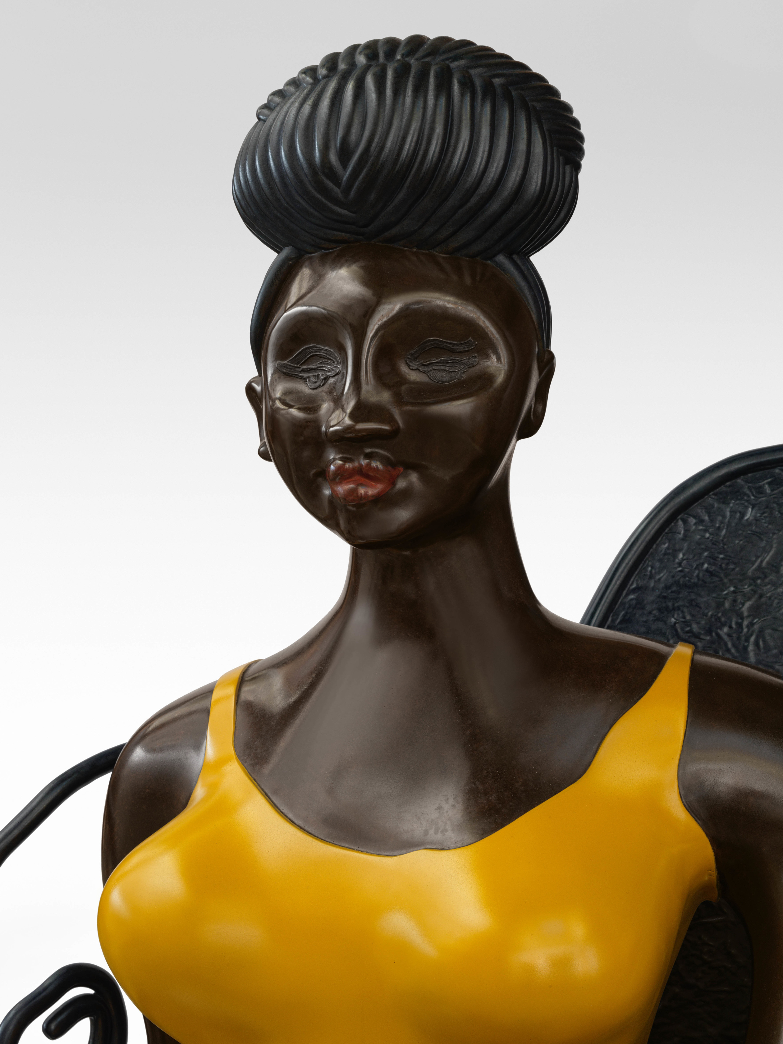 Tschabalala Self Seated Woman 12022 Bronze with patina and oxides with wax coating 152.4 x 92.9 x 93.1 cm 60...