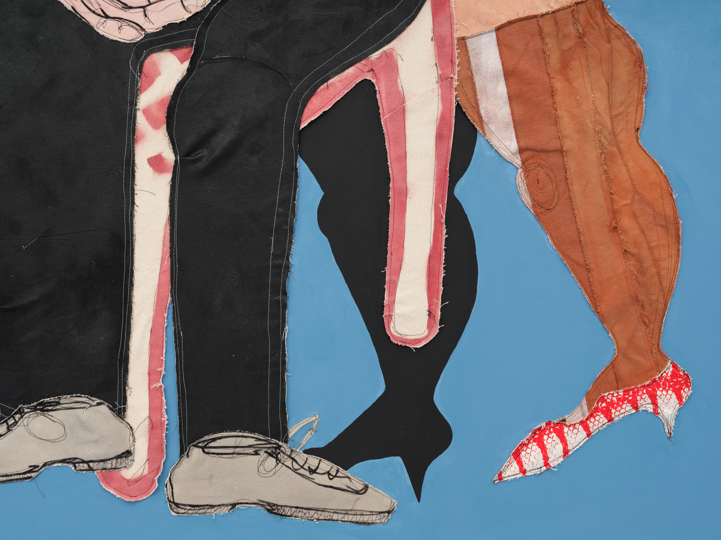 Tschabalala Self Madly2022 Silk, satin, fabric, acrylic, flashe, spray paint, thread, painted canvas and dyed canvas on canvas. 213.4 x...