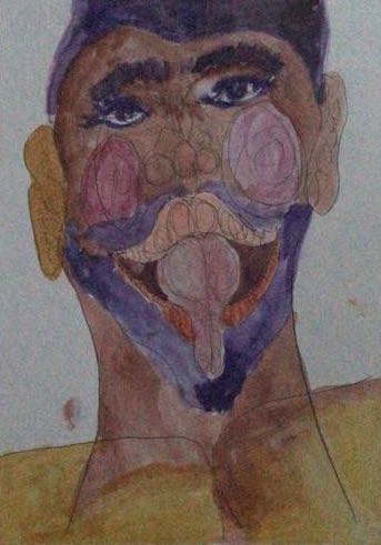 Tschabalala Self, Man with Tongue, 2018