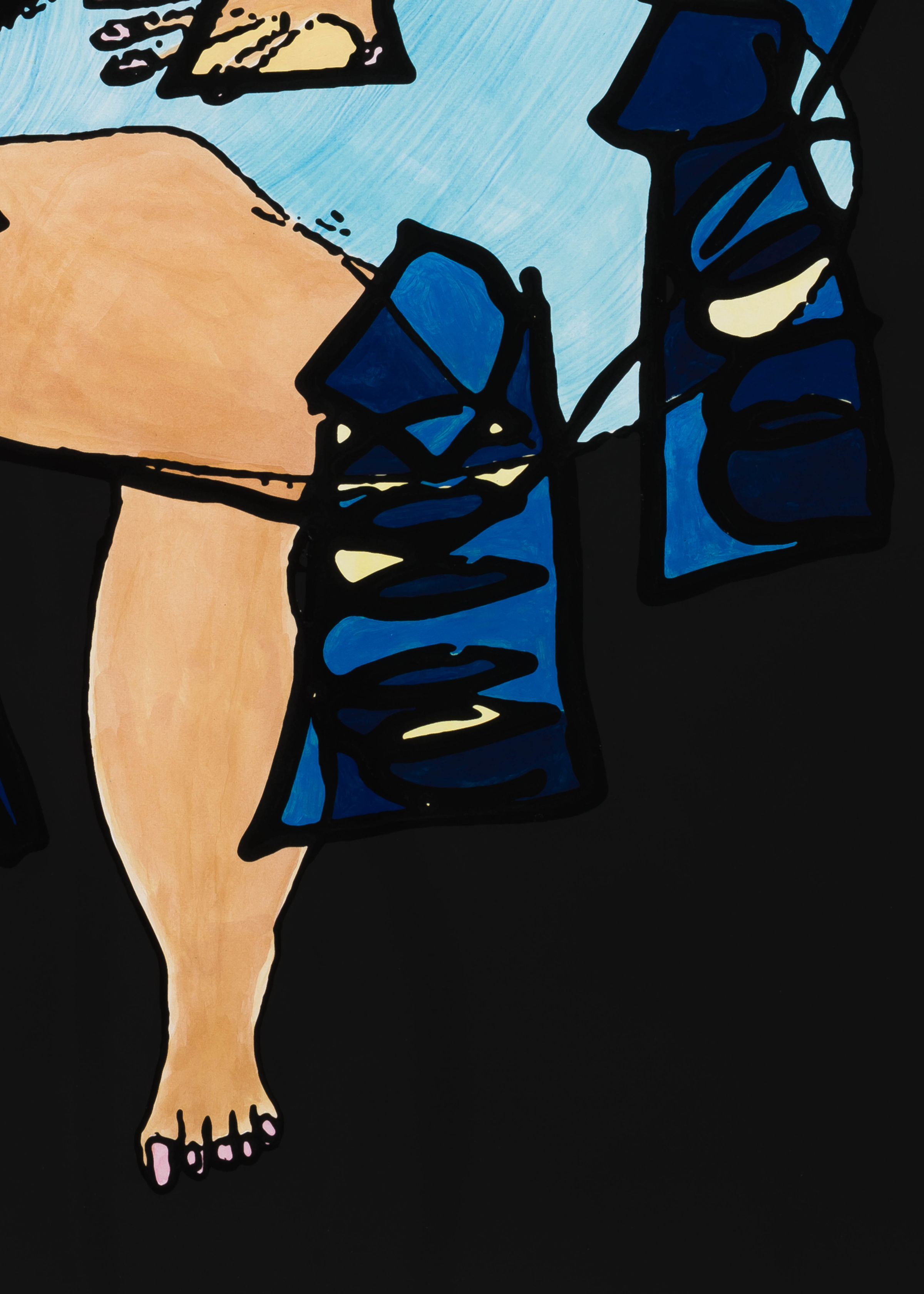 Tschabalala Self, At Home - Lady in Blue Before Bed, 2022