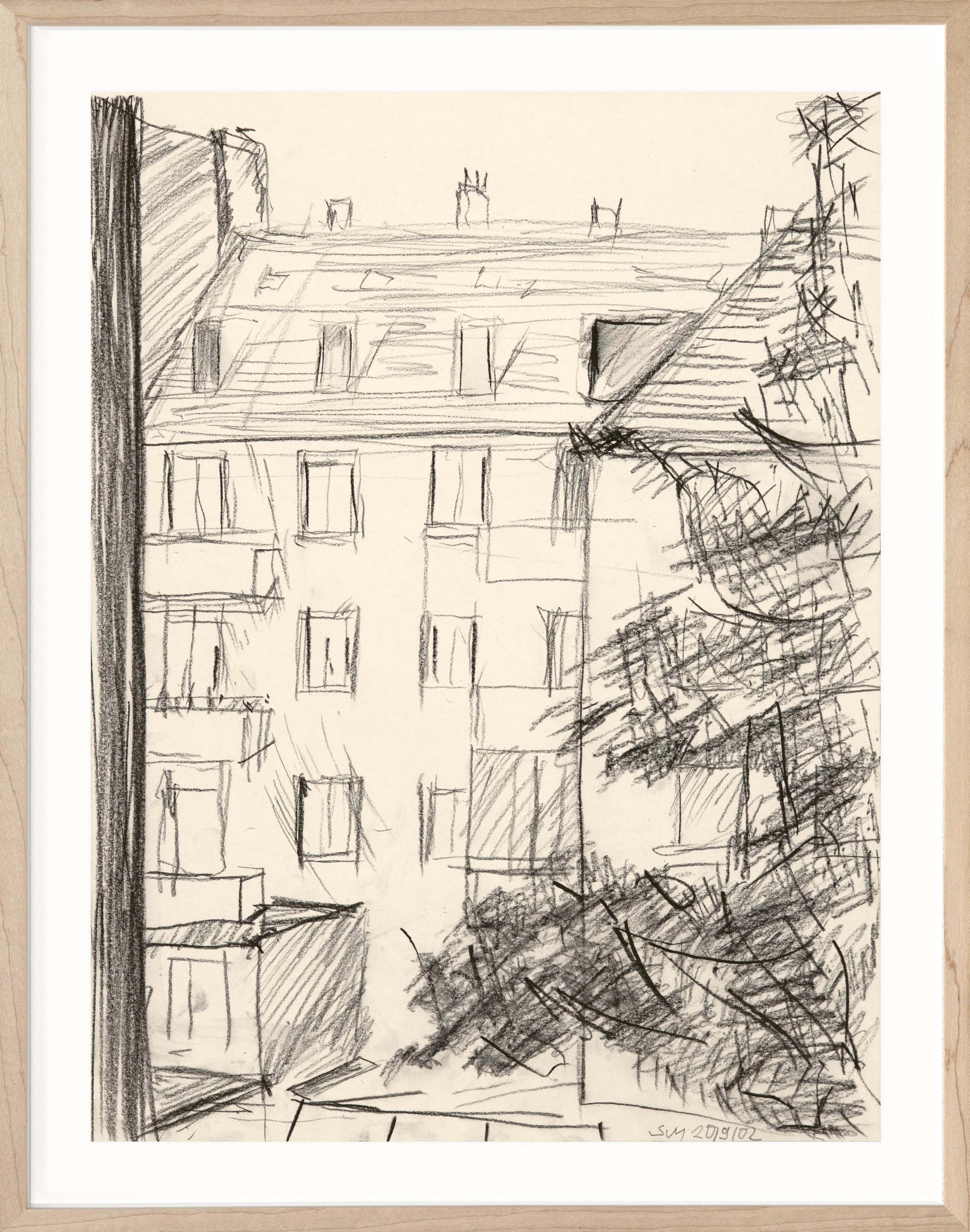 Sabine Moritz Bismarck Street 20/9/20022002 Charcoal on paper 40 x 30 cm 15 3/4 x 11 3/4 in