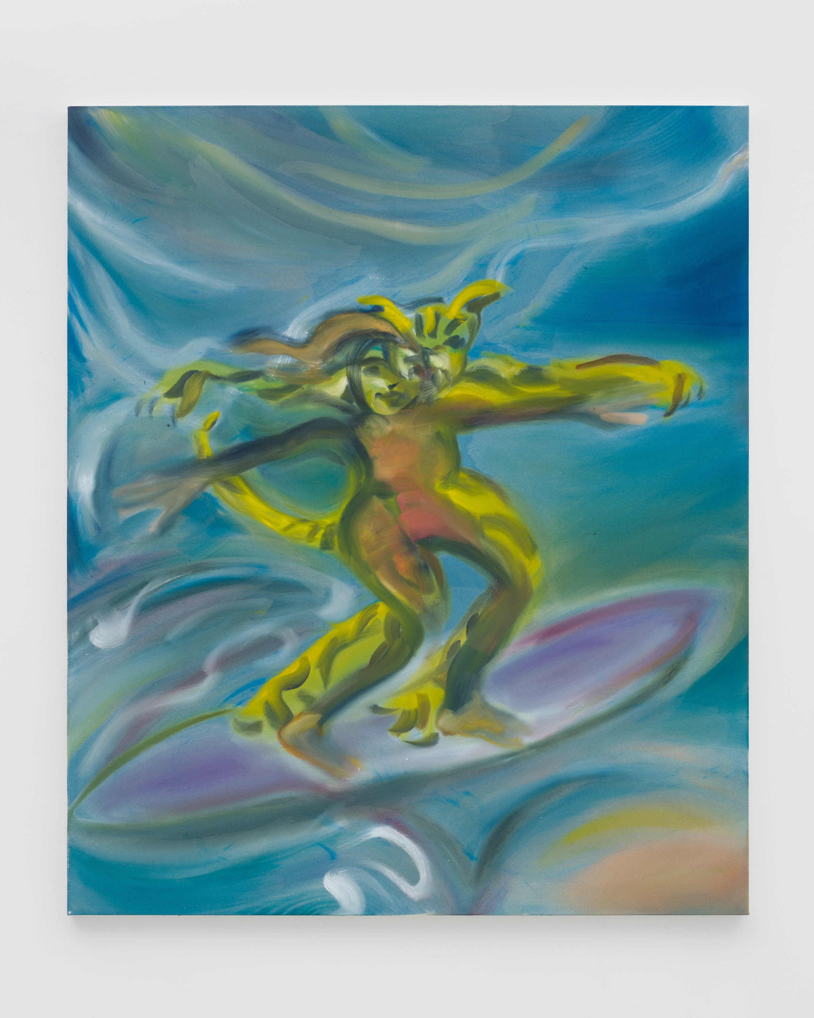 Sophie von Hellermann Surfing with Tiger2022 Acrylic on canvas 190 x 160 cm 74 3/4 x 63 in