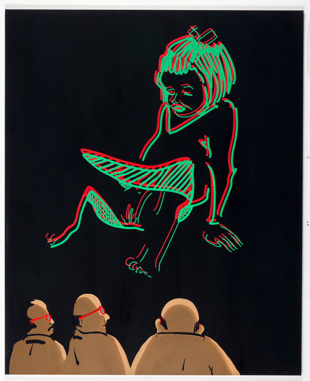 Tala Madani 3D Pussy2013 Oil on linen 98 x 80 in 250 x 203 cm