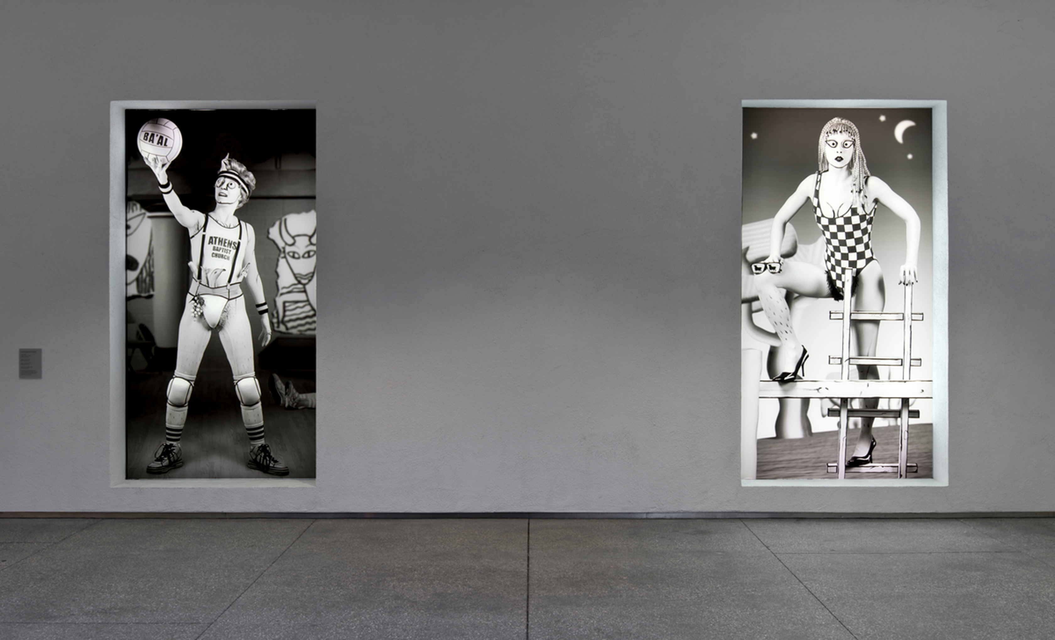 Mary Reid Kelley and Patrick Kelley Priapus with Baal2020 Backlit photographic print 190 x 98 x 5 cm 74 3/4...