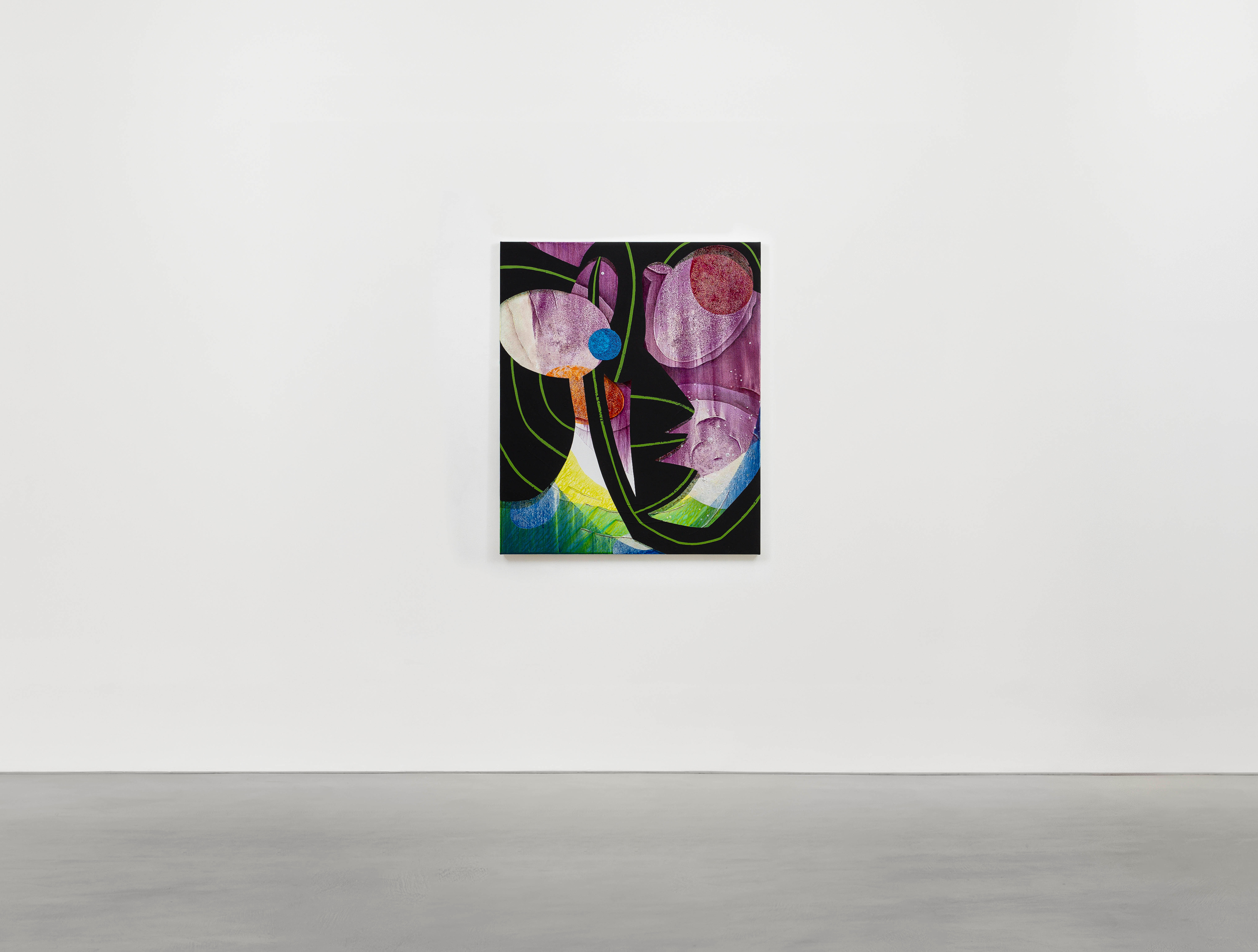 Carrie Moyer Cave Dwellers Who Paint Abstraction2025 Acrylic, pumice, glitter, and glass on canvas 121.9 x 101.6 cm 48 x...