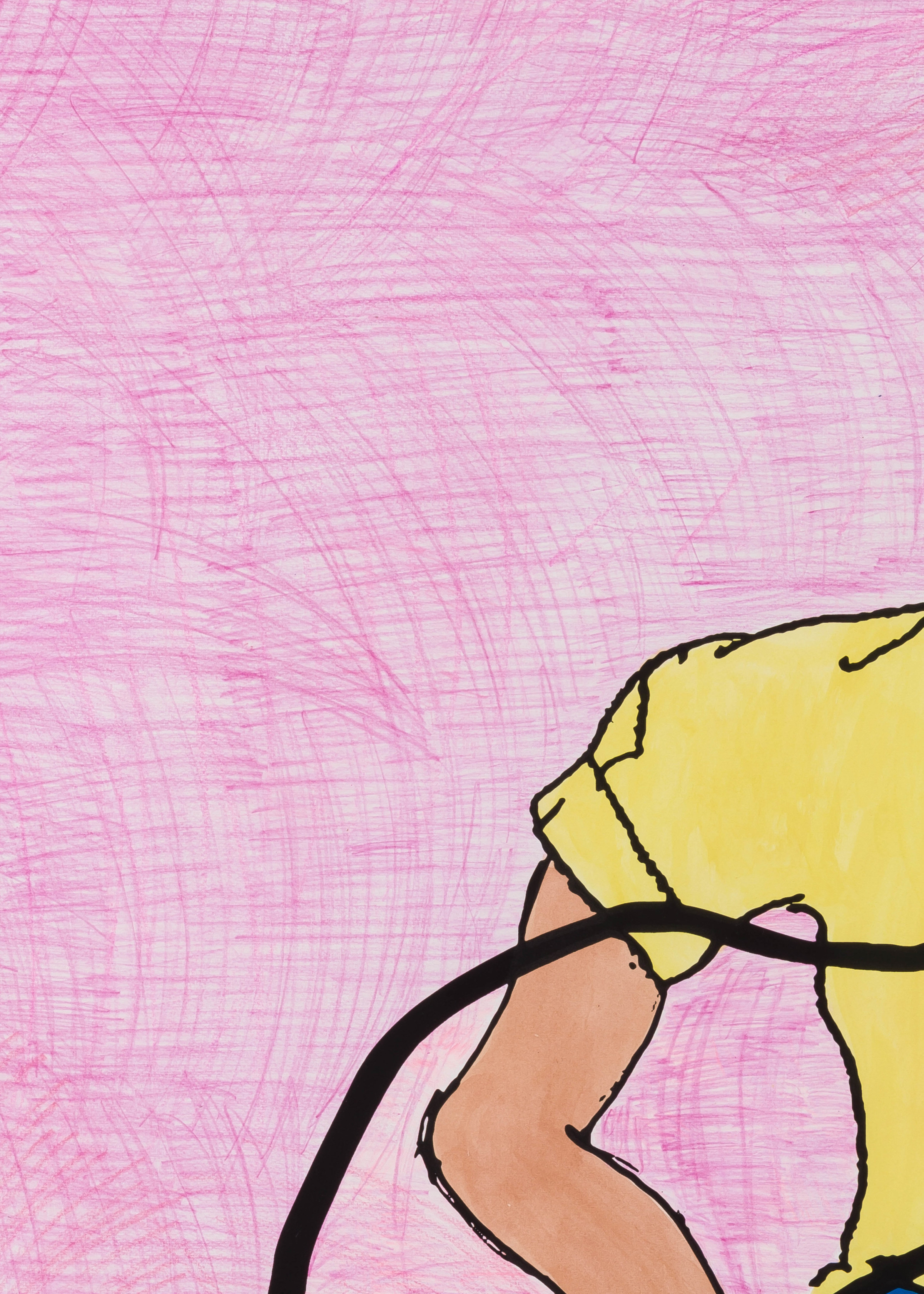 Tschabalala Self, At Home - Man in Yellow in Pink Room, 2022