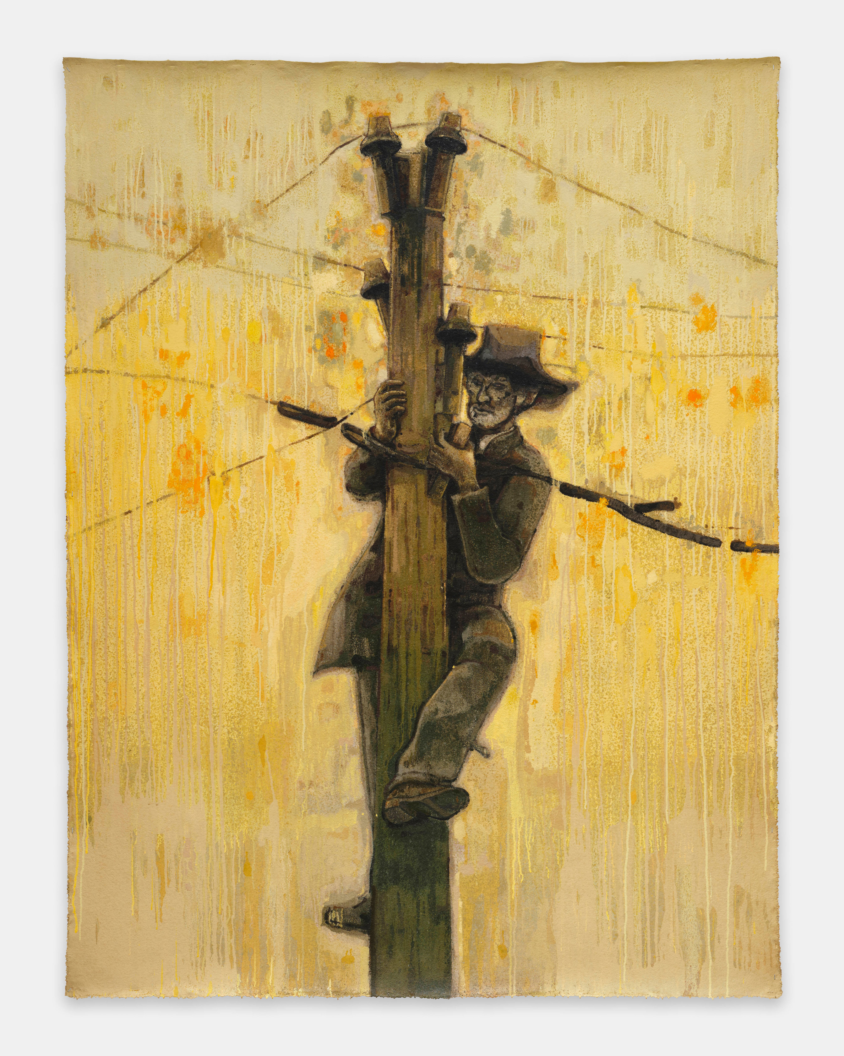 Sedrick Chisom, He was Deceived into Believing that He was Him, Scaling a Telegraph Pole, Fleeing from Igneous Rock, 2025